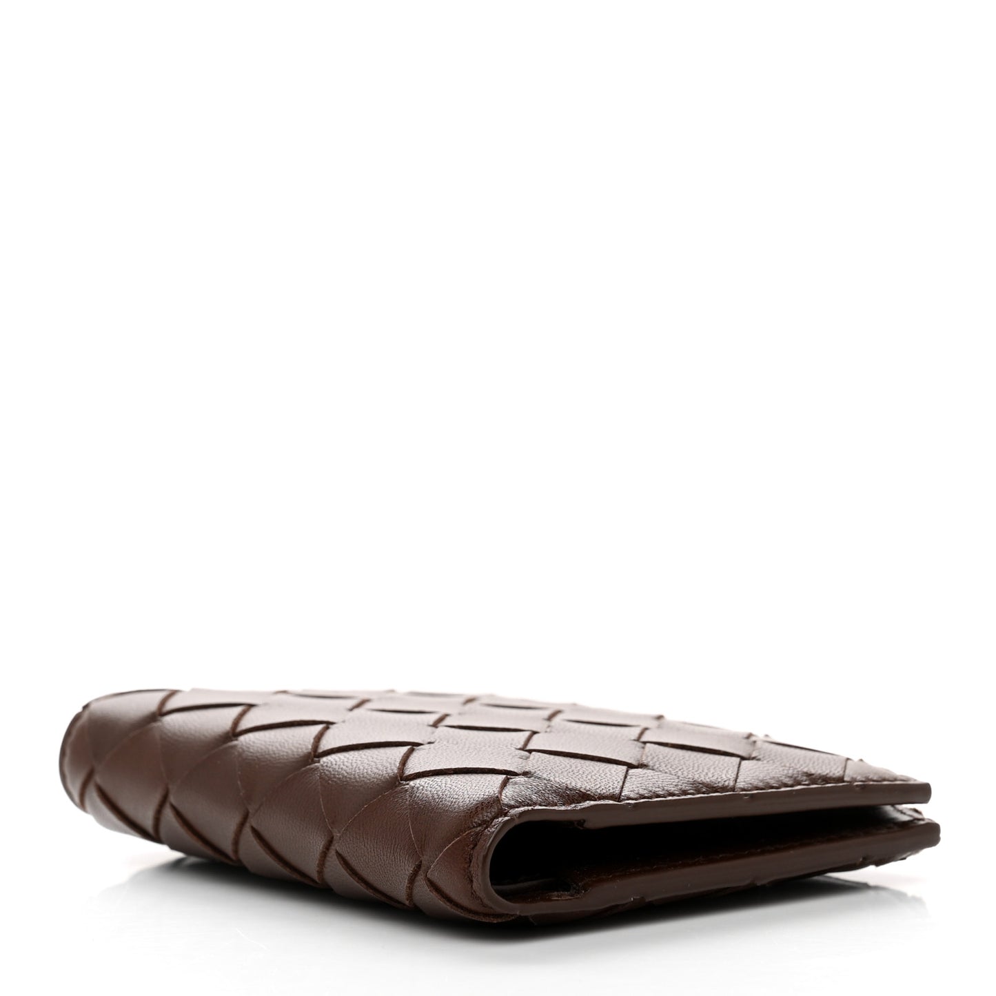 Nappa Maxi Intrecciato Small Bi-Fold Zip Wallet Brownie