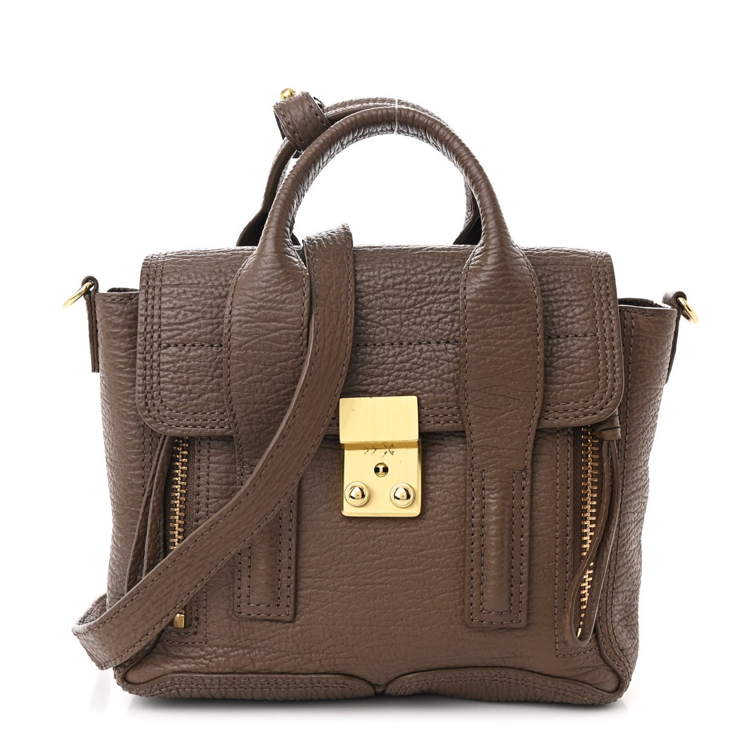 Textured Calfskin Mini Pashli Satchel Taupe