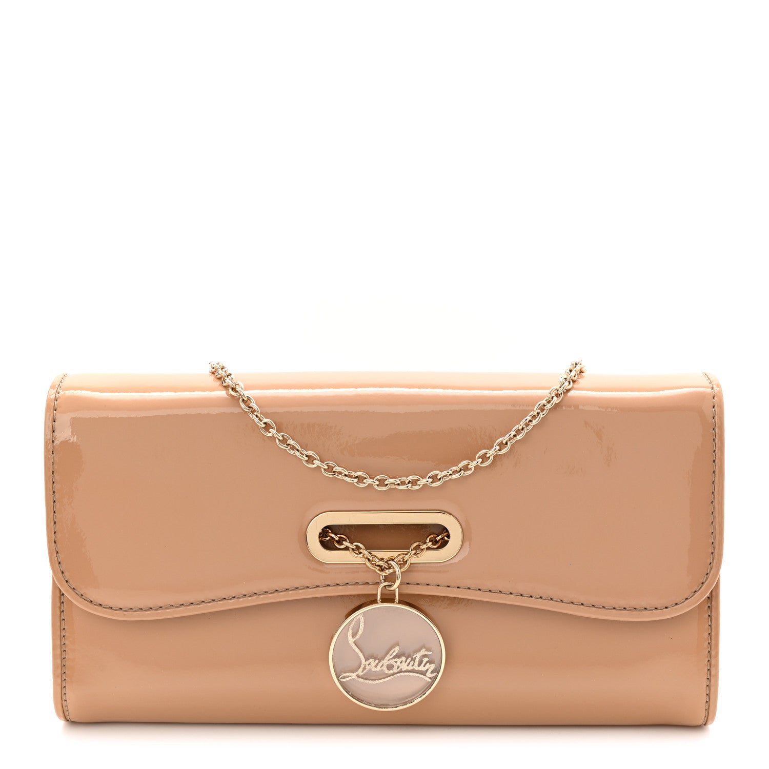 Christian Louboutin Patent Riviera Clutch Nude 1797272 – FASHIONPHILE