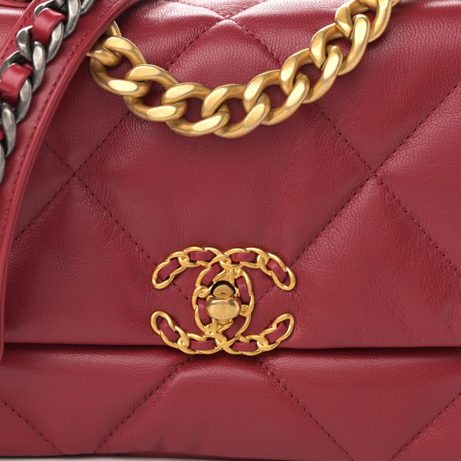 Chanel Goatskin Quilted Medium Chanel 19 Flap Red 8 of 11