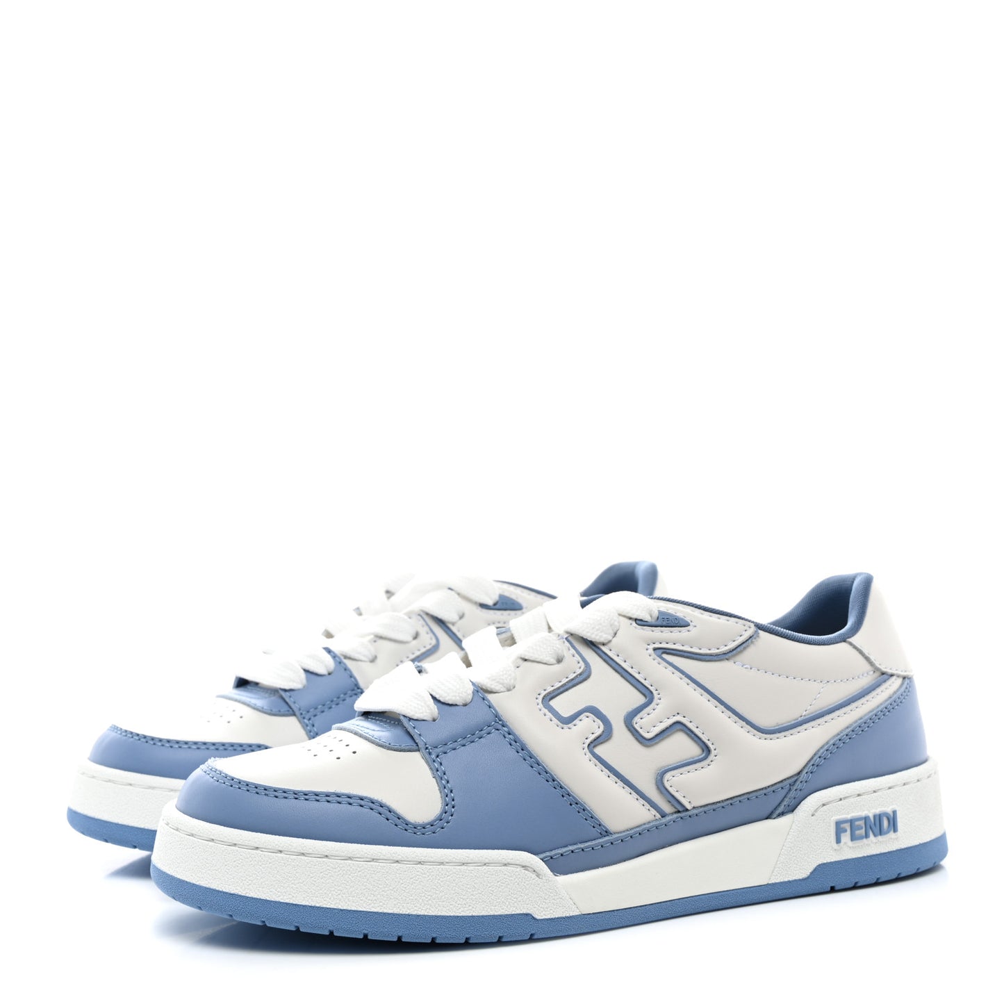 Calfskin Vitello Fendi Match Low Top Sneakers 39.5 Sky White