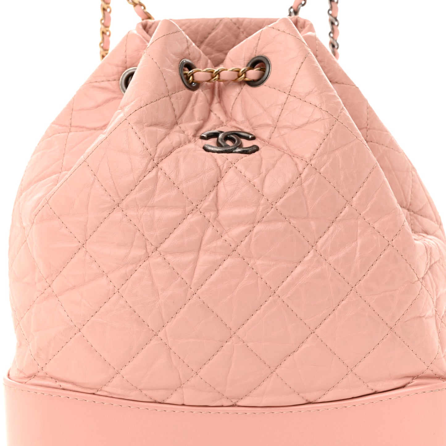 Aged Calfskin Quilted Gabrielle Backpack Light Pink