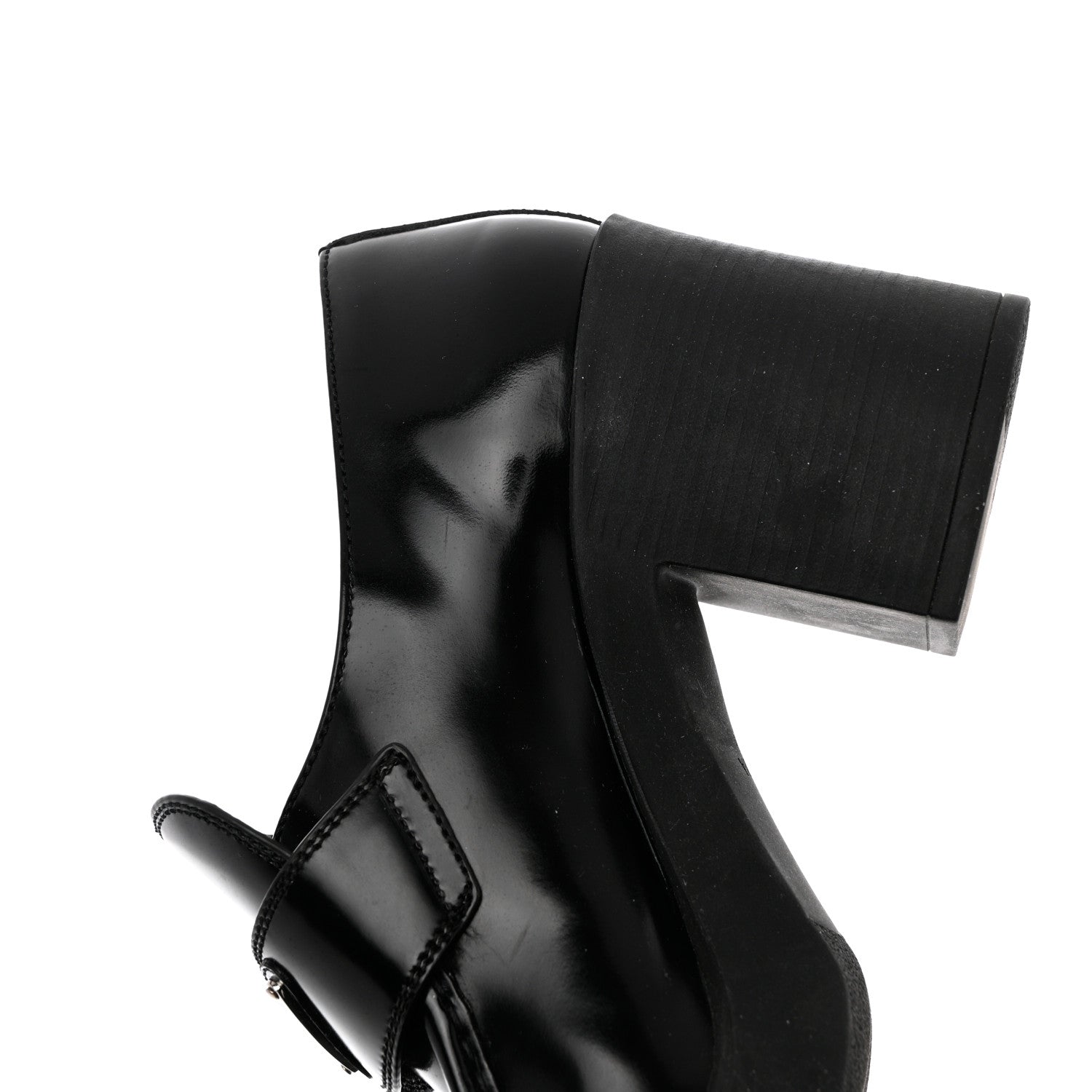 Prada Spazzolato Metal Triangle Logo 85mm Loafers 41 Black 12 of 13