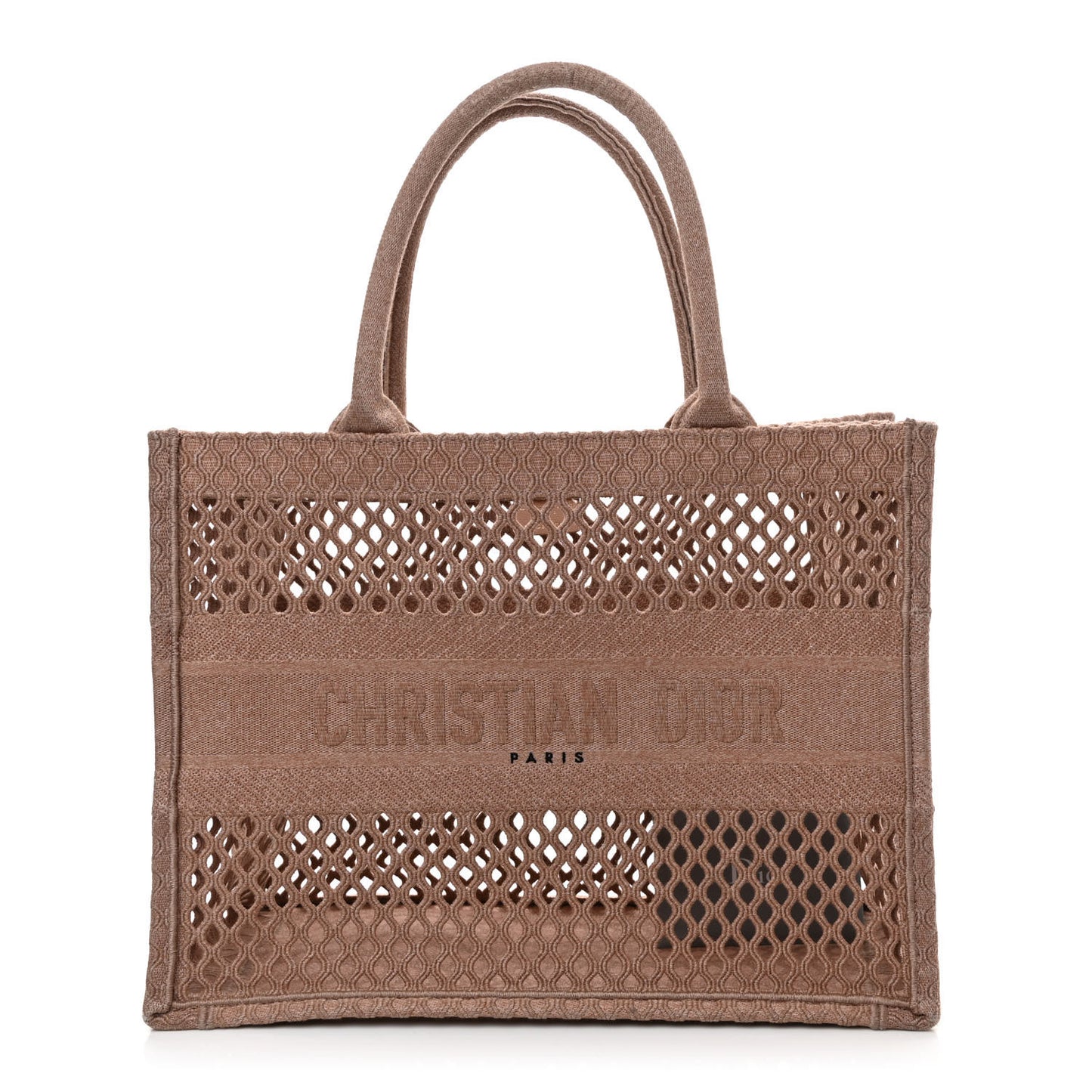 Mesh Embroidered Medium Book Tote Clay