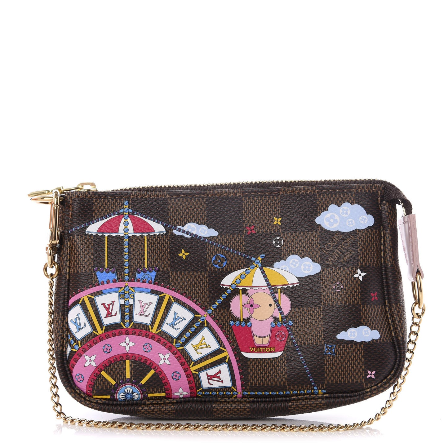 Damier Ebene 2020 Christmas Animation Big Wheel Mini Pochette Accessories Rose Ballerine