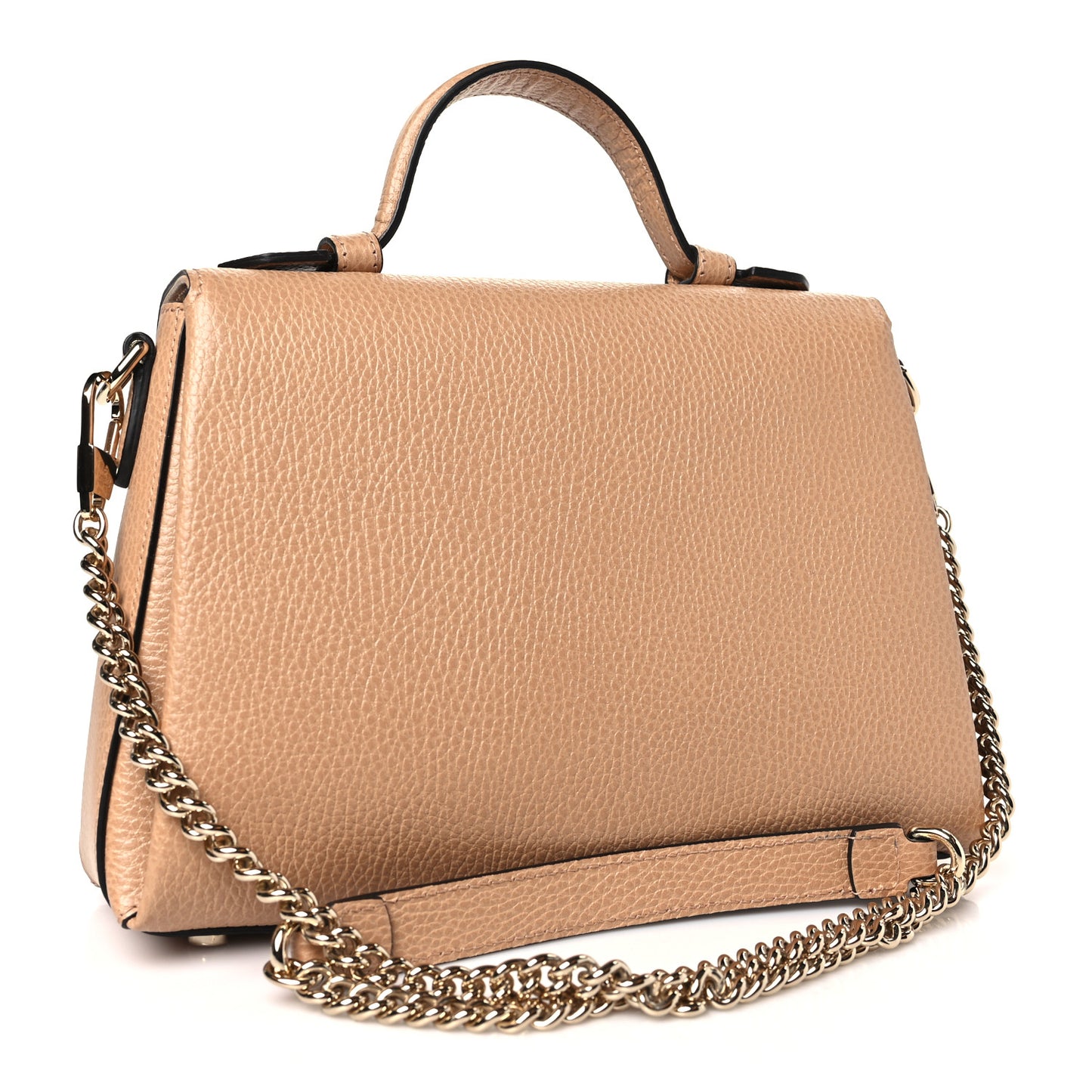 Dollar Calfskin Interlocking G Top Handle Shoulder Bag Camelia