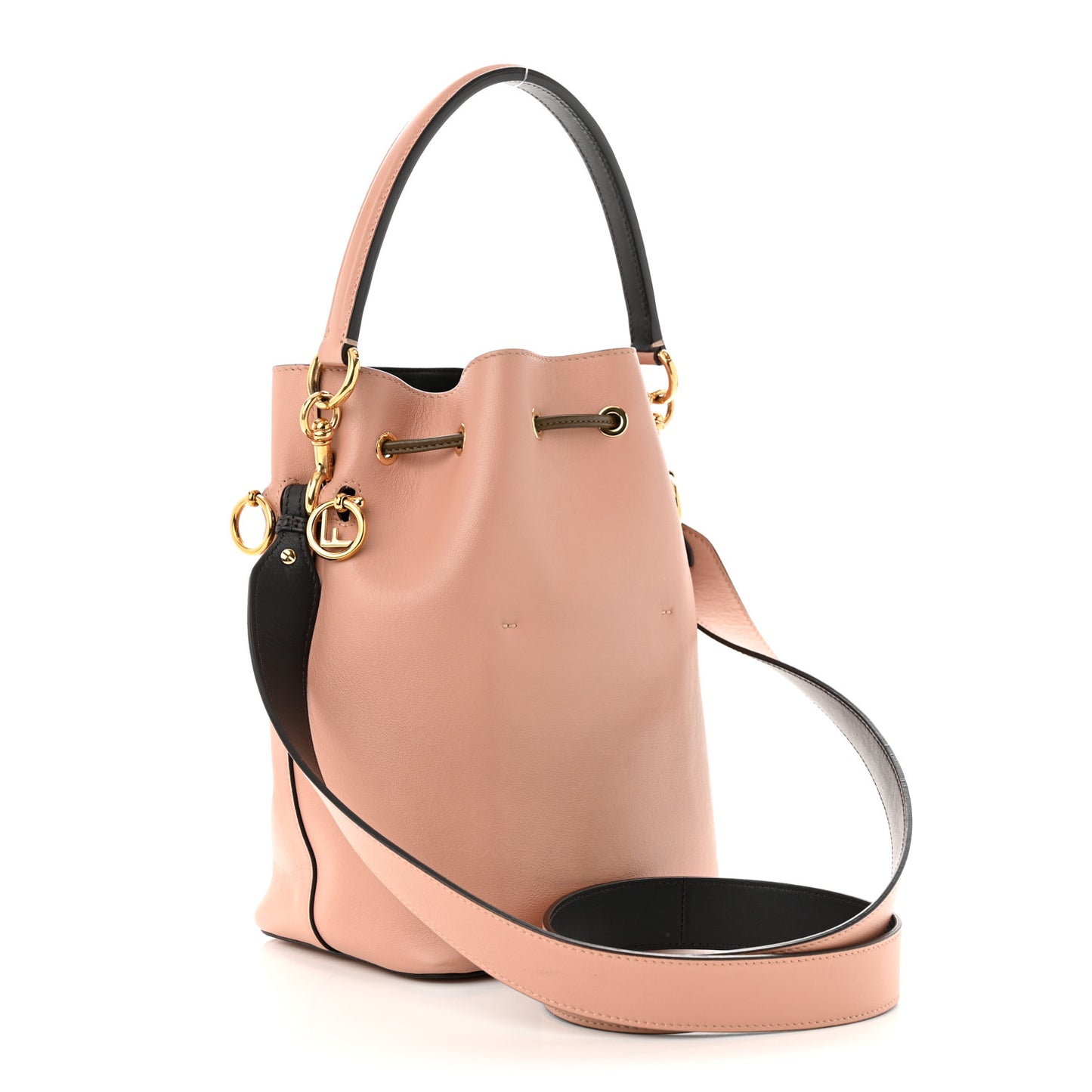 Vitello Grace F is Fendi Stamp Patch Perforated Small Mon Tresor Bucket Bag Rosa Bourbon