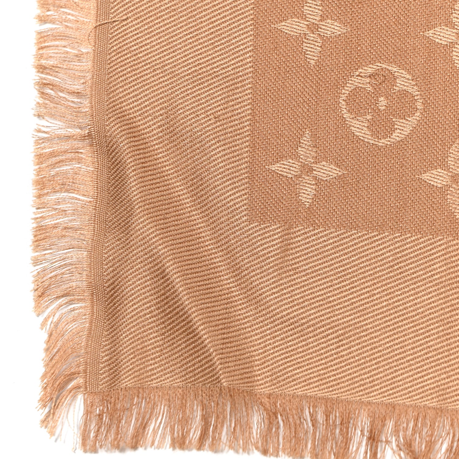 Louis Vuitton Silk Wool Monogram Shine Shawl Caramel 6 of 14