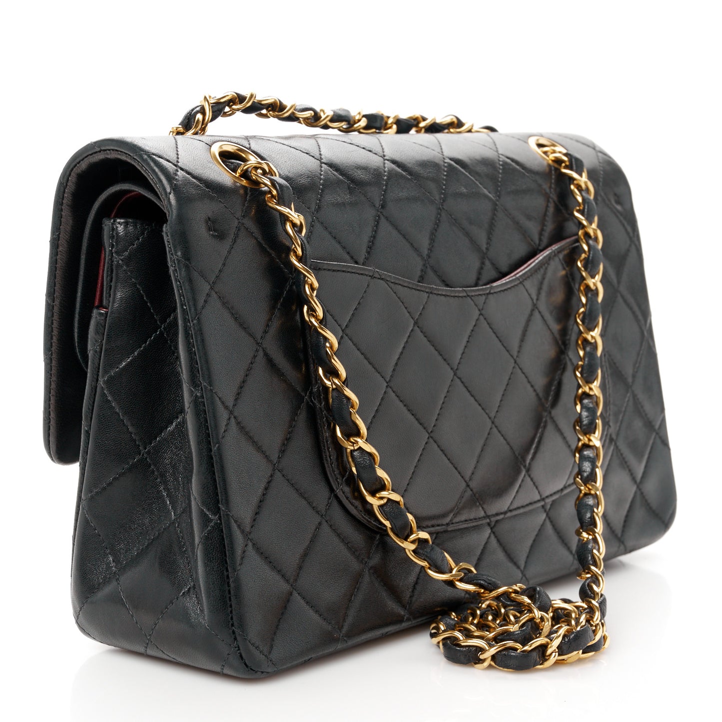 Lambskin Quilted Medium Double Flap Black