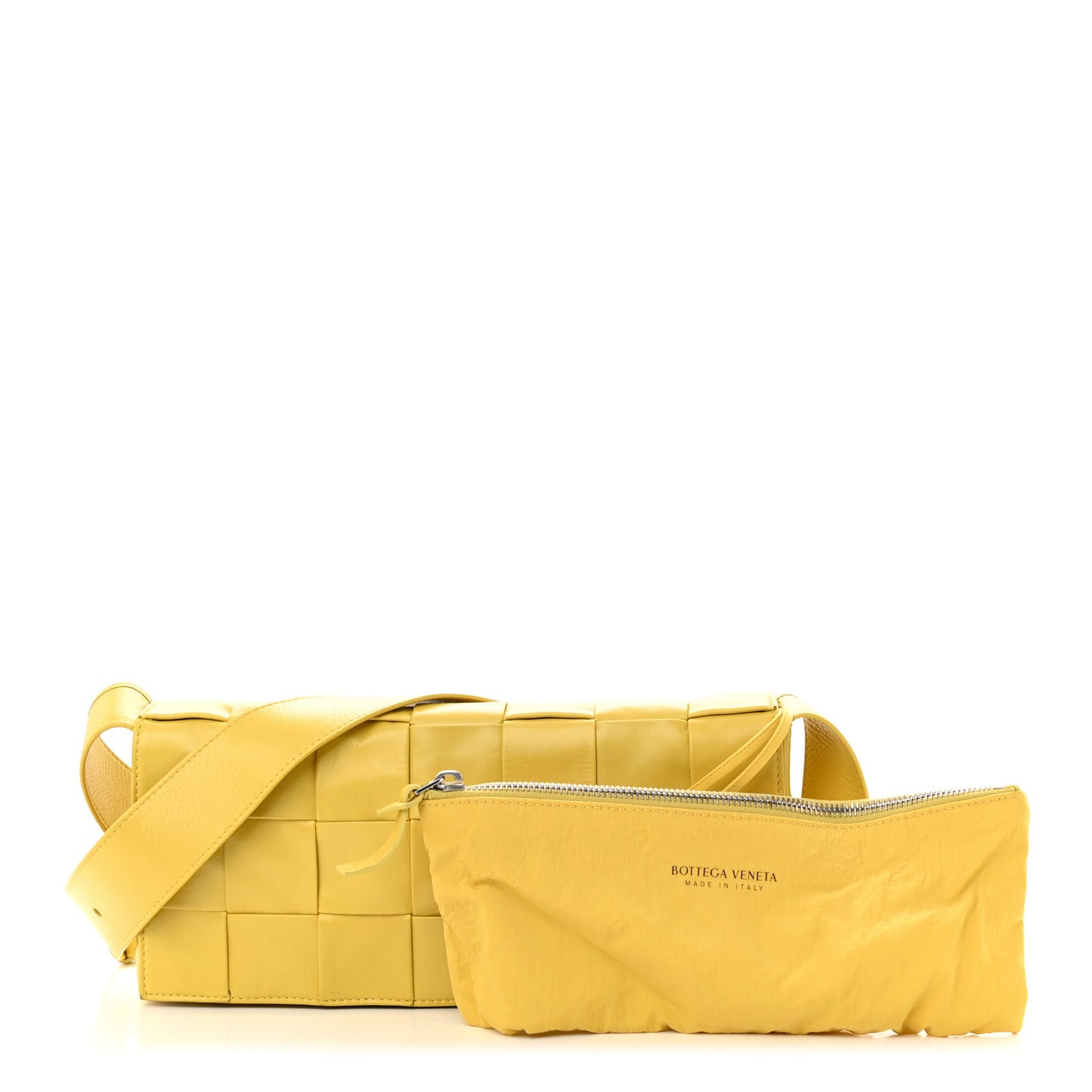 Paper Calfskin Intrecciato Stretch Cassette Buttercup