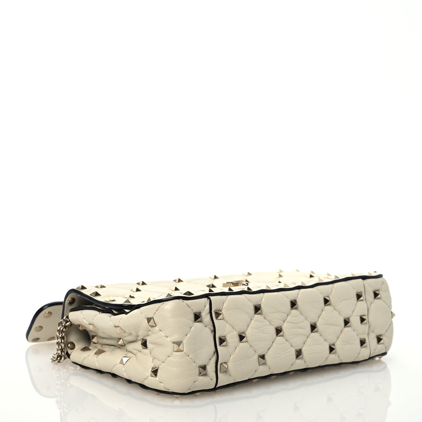 Nappa Small Rockstud Spike Shoulder Bag Light Ivory