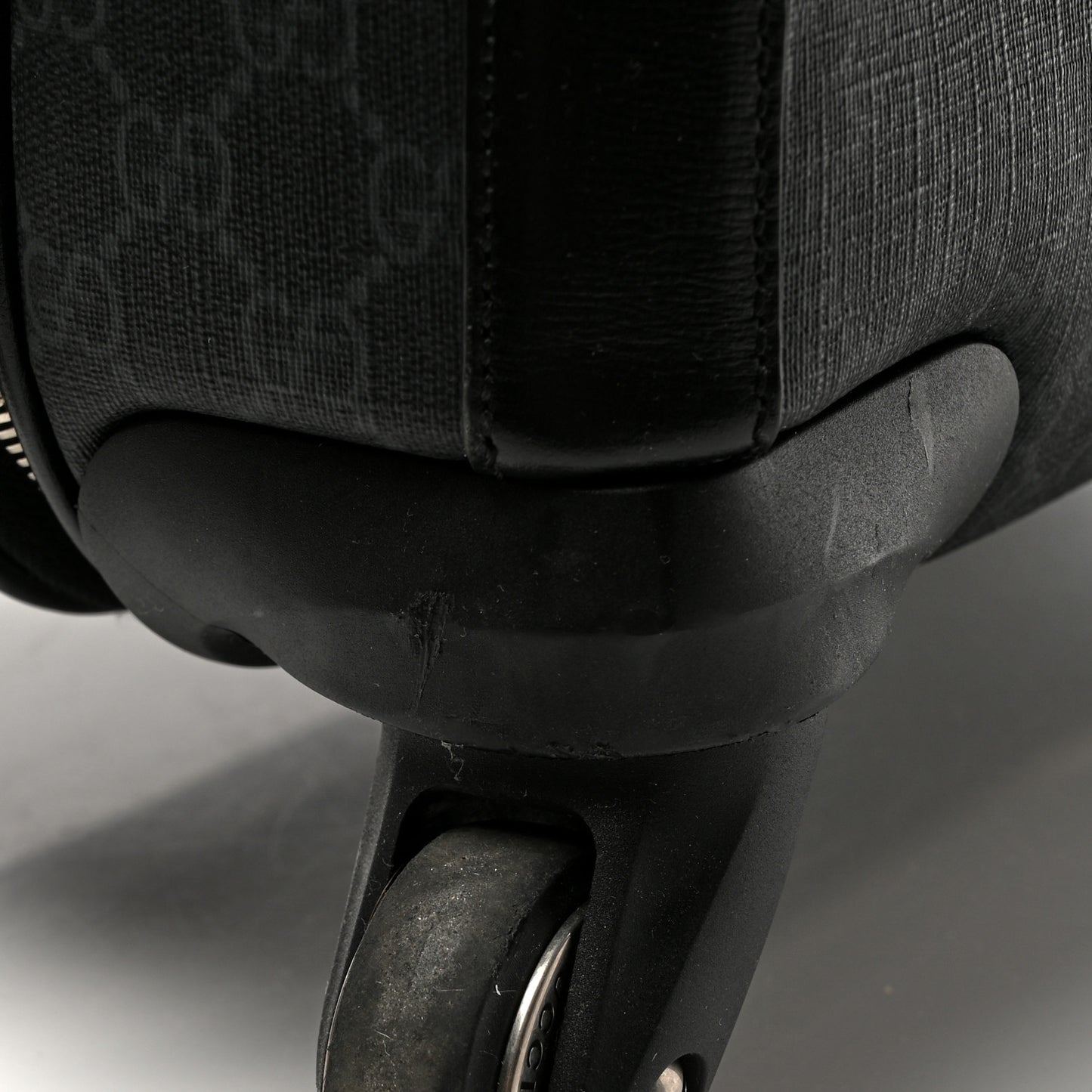 GG Supreme Monogram Large Four Wheel Suitcase Black Grey