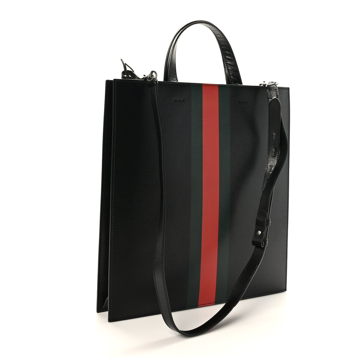 Calfskin Kingsnake Print Vertical Tote Black