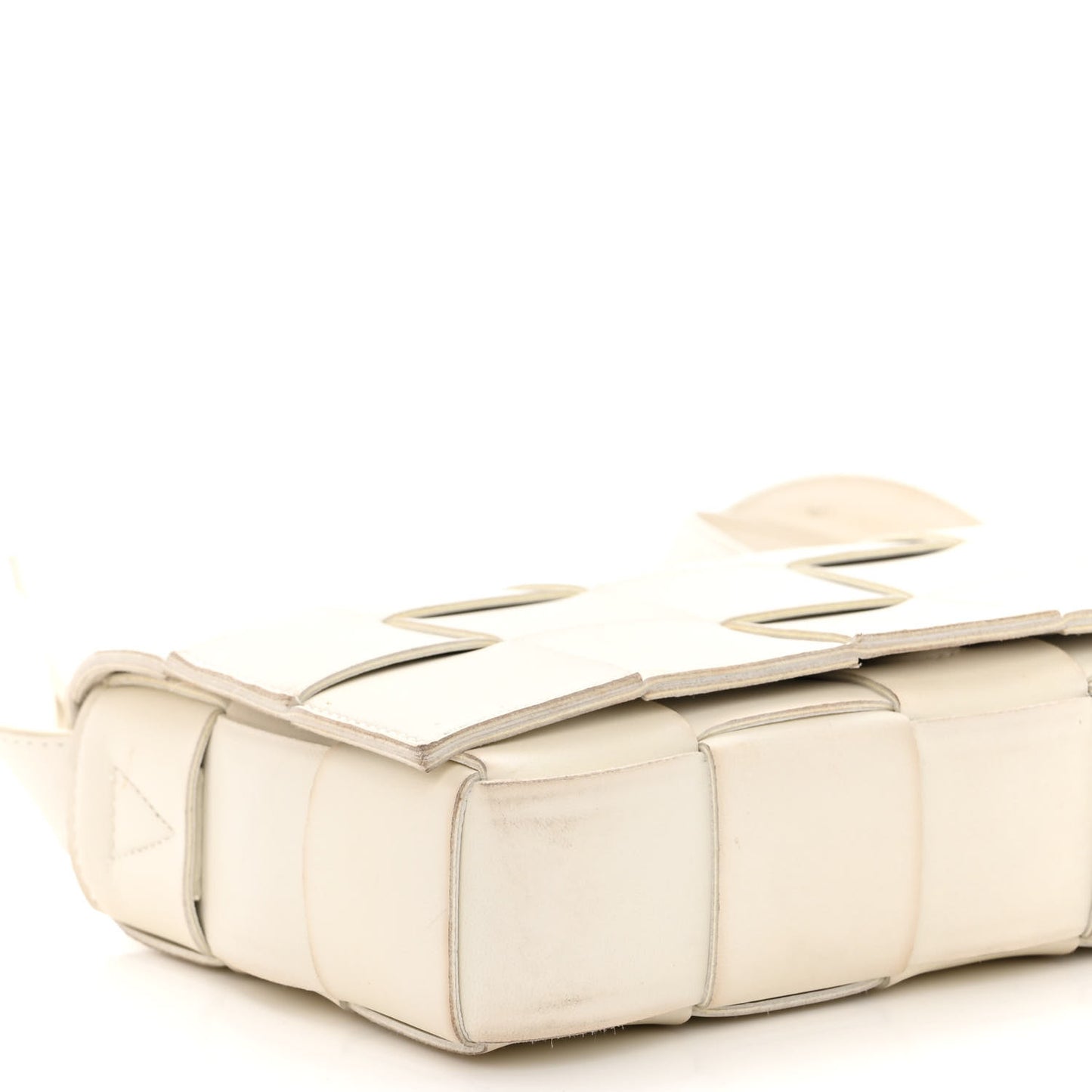 Lambskin Maxi Intrecciato Cassette Crossbody Bag White