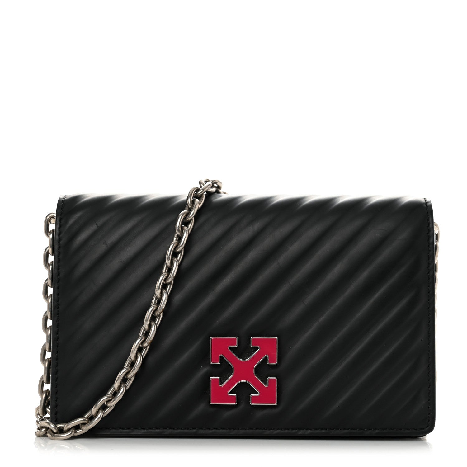 Off-White OFF WHITE Calfskin Diagonal Quilted Jitney 0.5 Crossbody Bag Black 1 of 11