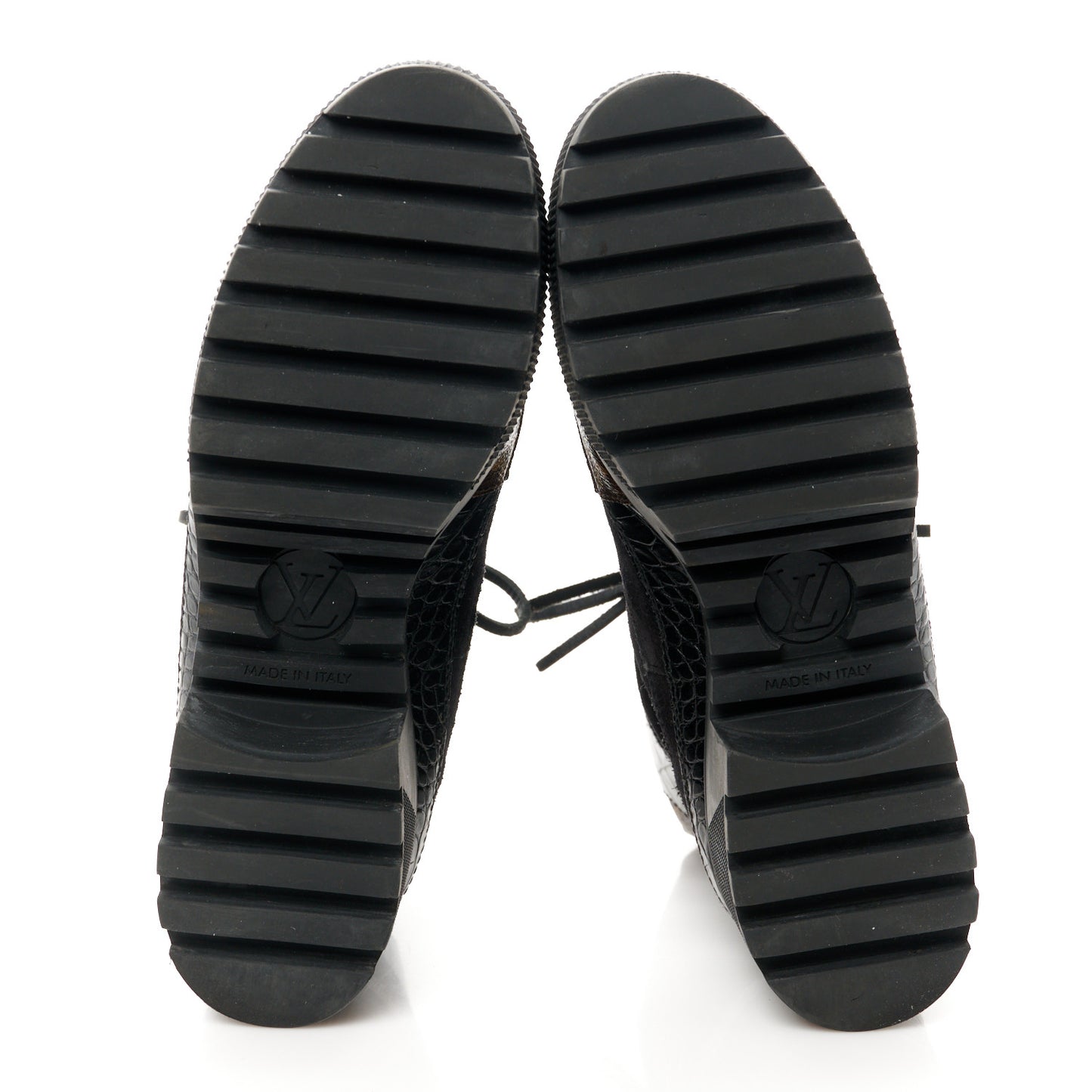 Suede Calfskin Crocodile Embossed Patent Monogram Laureate Platform Desert Boots 38 Black