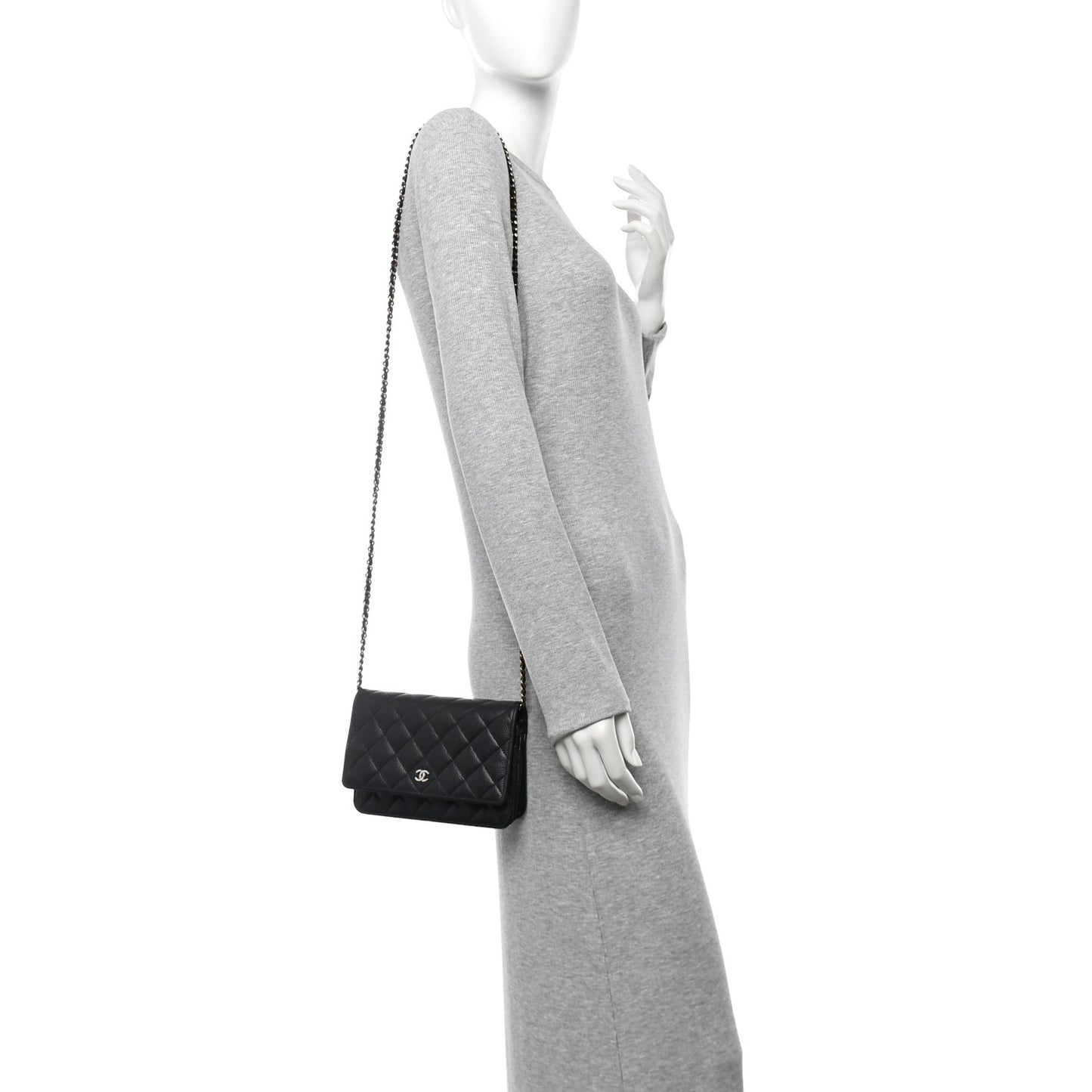 Caviar Quilted Wallet On Chain WOC Black