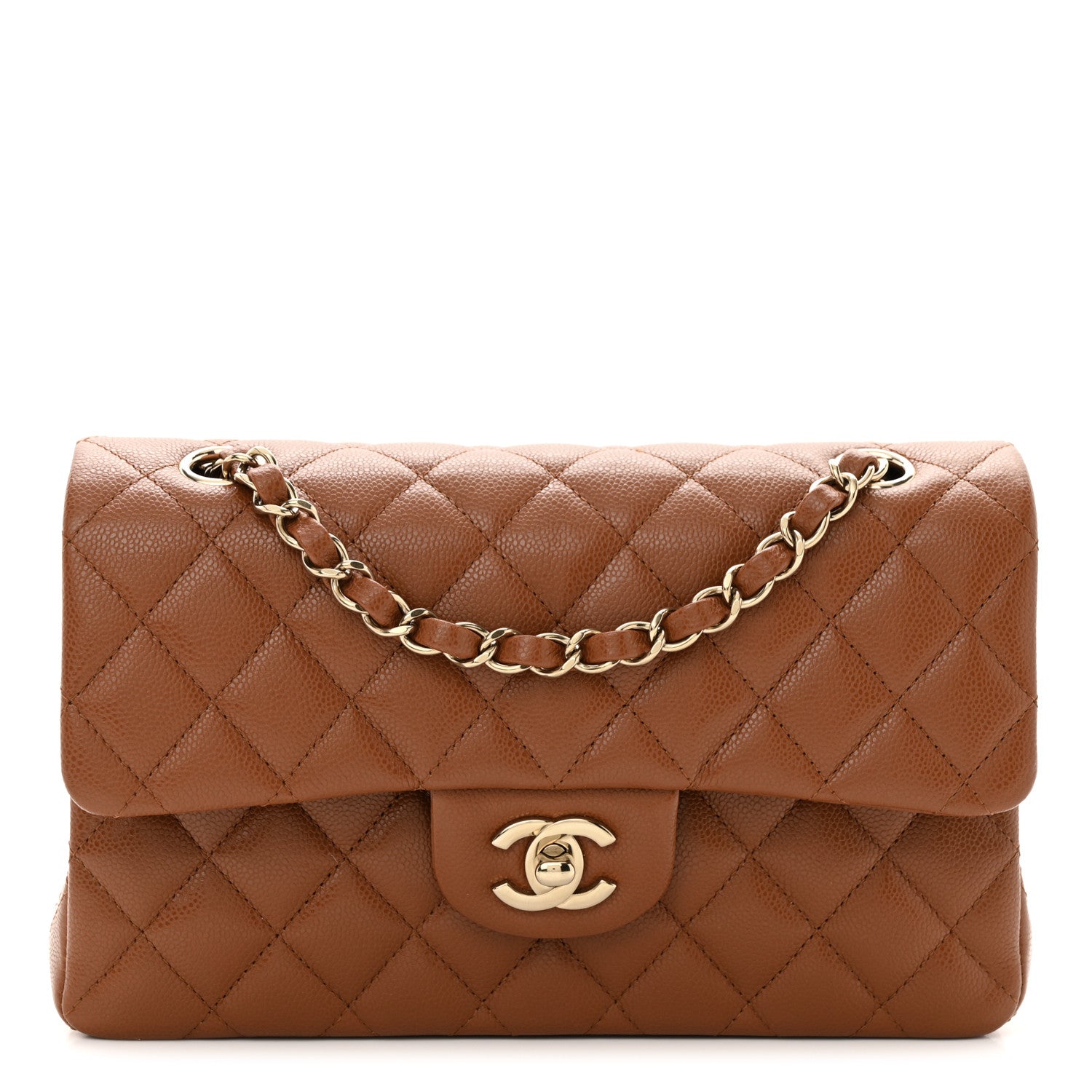Chanel Caviar Quilted Small Double Flap Light Brown 1512942