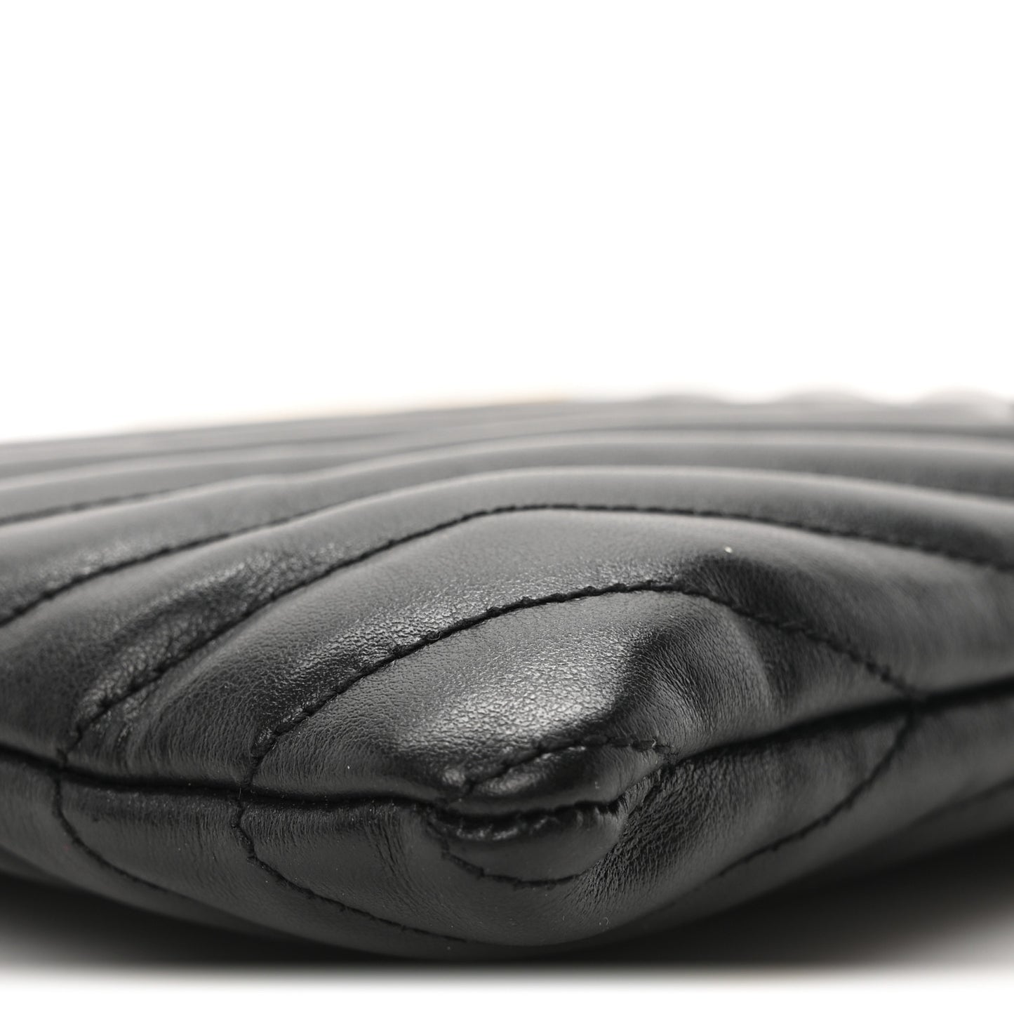 Calfskin Matelasse Chevron Monogram A5 Wristlet Black