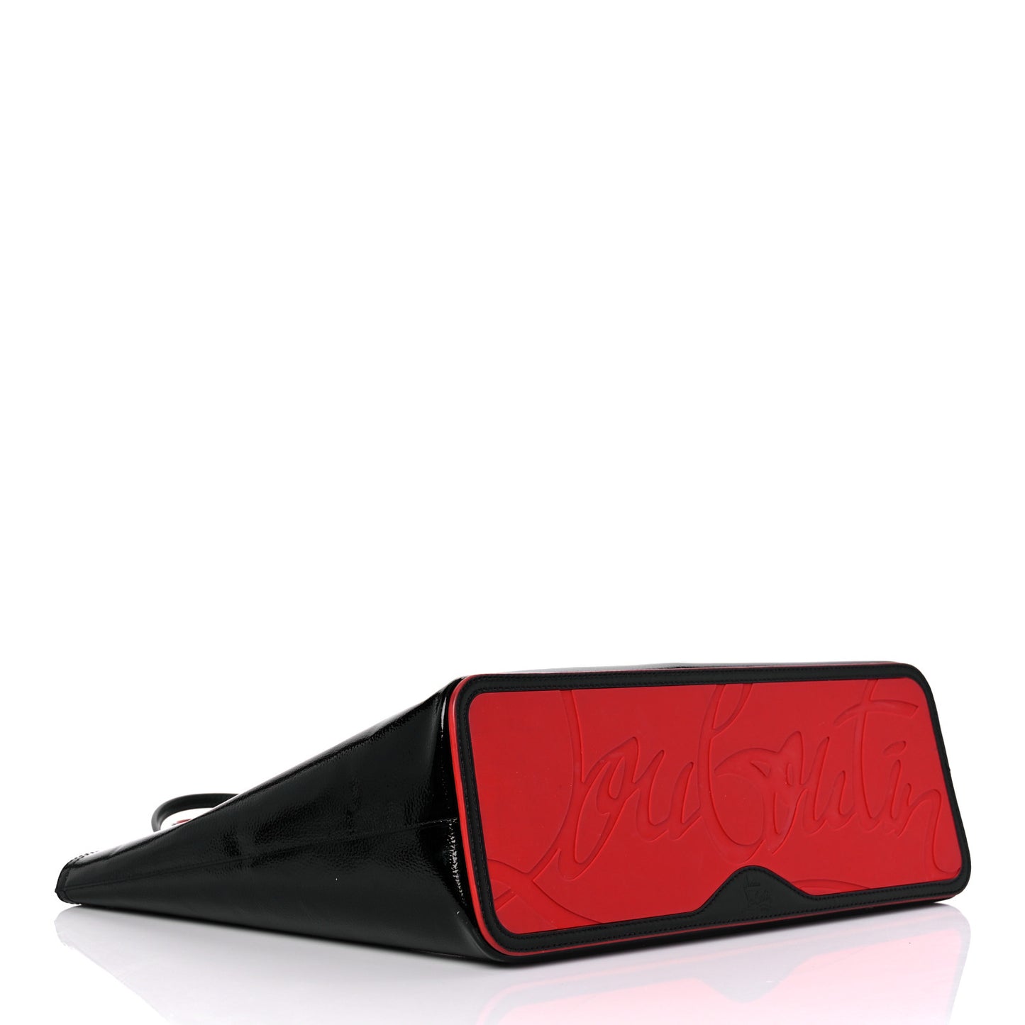 Patent Calfskin Spikes East West Cabata Tote Black