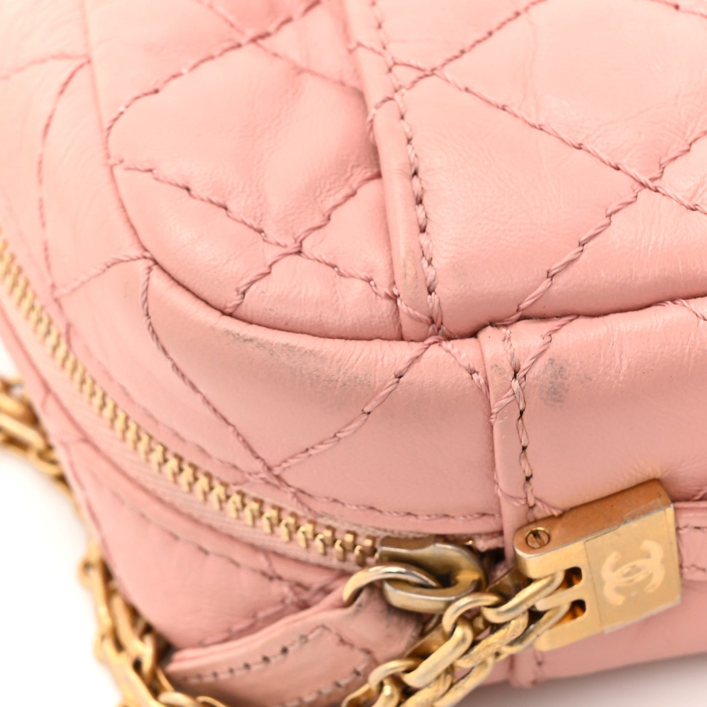 Aged Calfskin Quilted Mini Reissue Camera Case Pink
