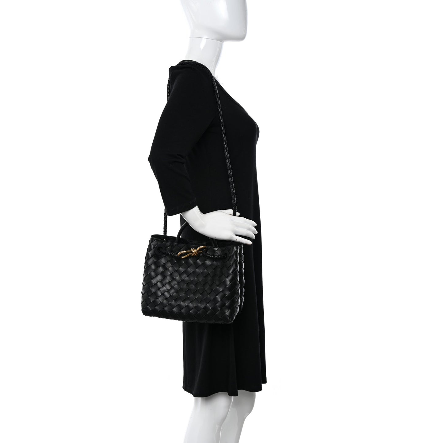 Nappa Intrecciato Small Andiamo Shoulder Bag Black