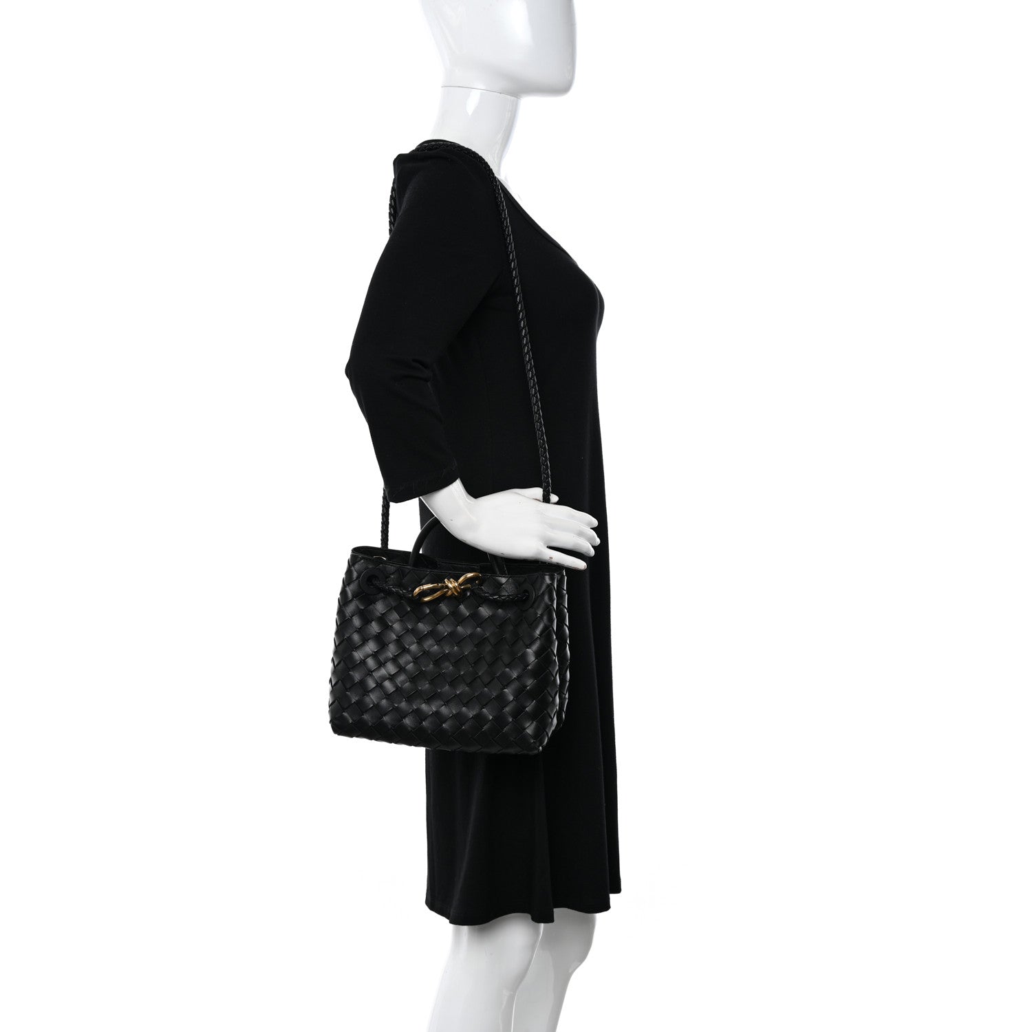 Bottega Veneta Nappa Intrecciato Small Andiamo Shoulder Bag Black 2 of 10