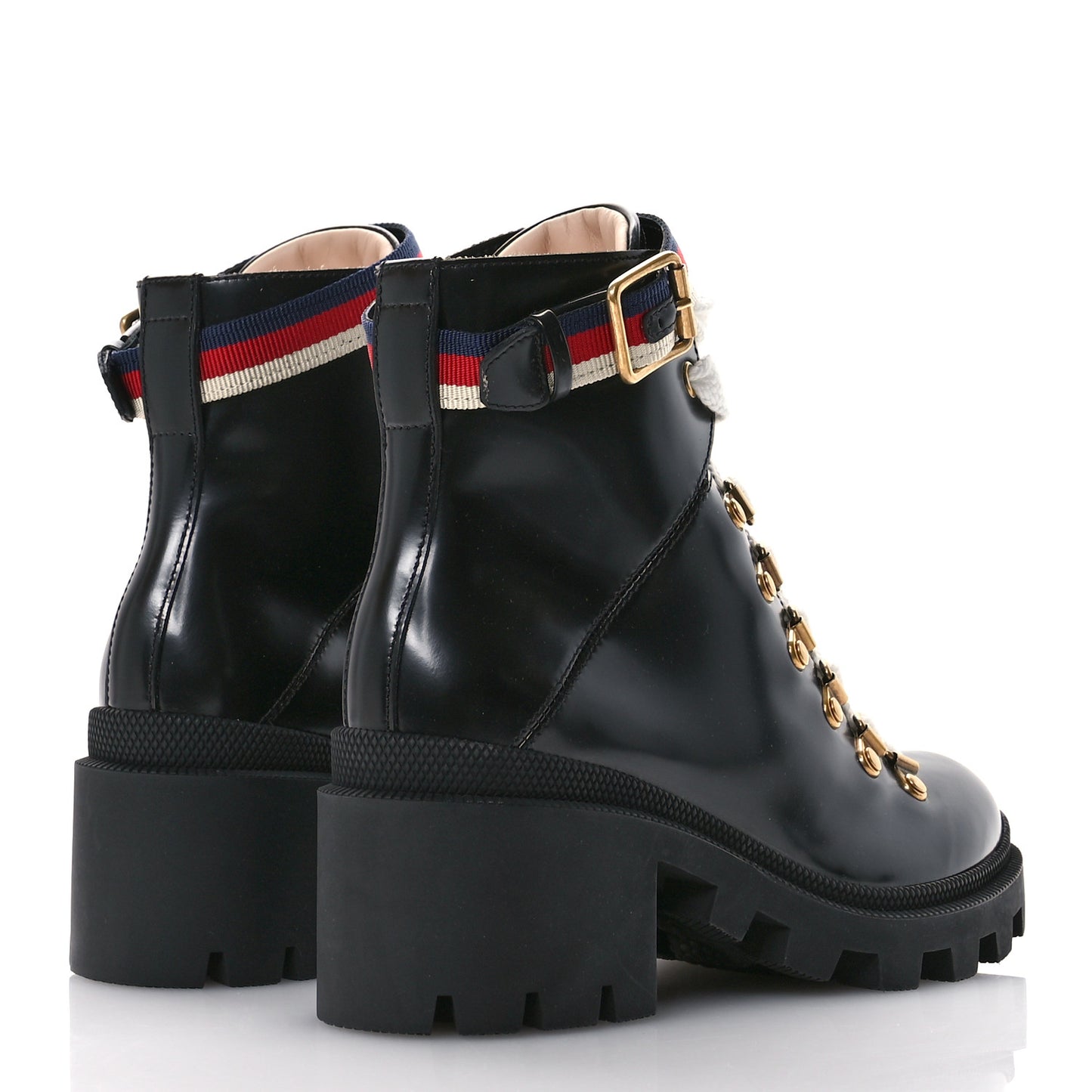 Calfskin Sylvie Web Womens Lace Up Combat Boots 35 Black