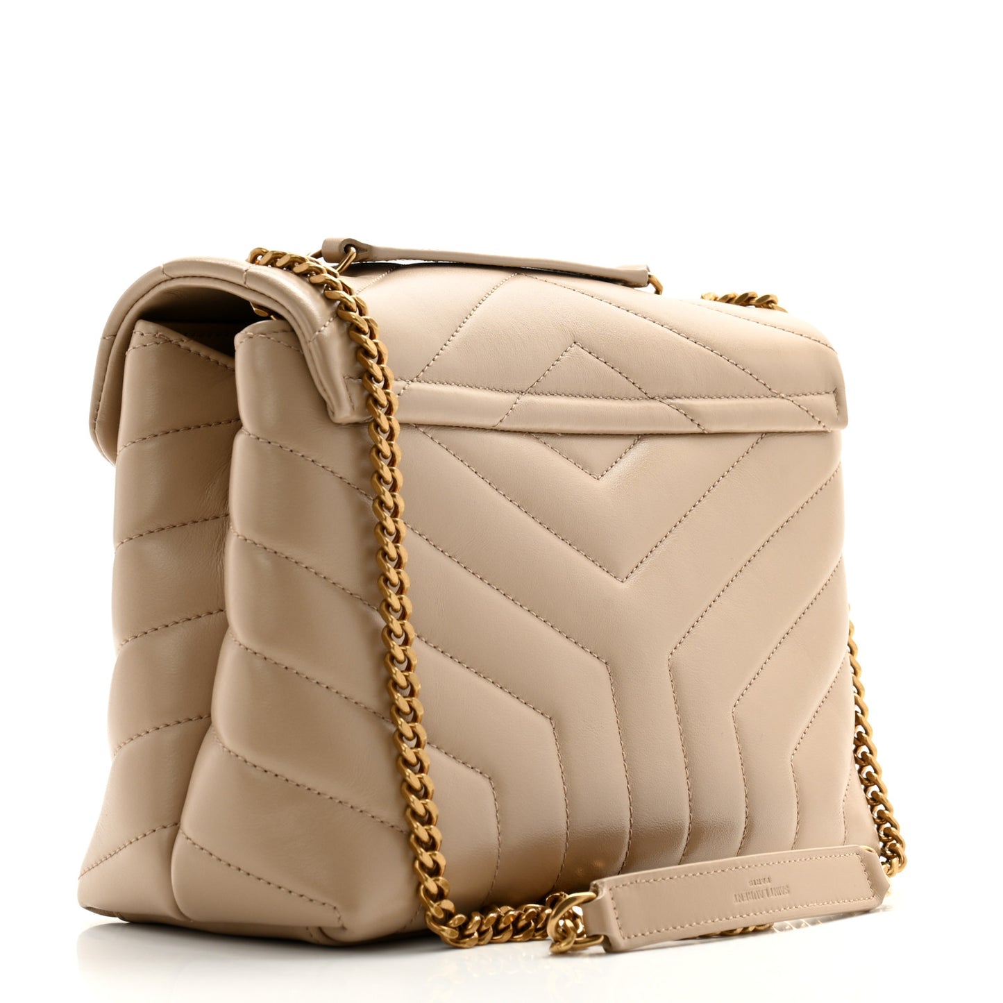 Calfskin Y Quilted Monogram Small Loulou Chain Satchel Dark Beige
