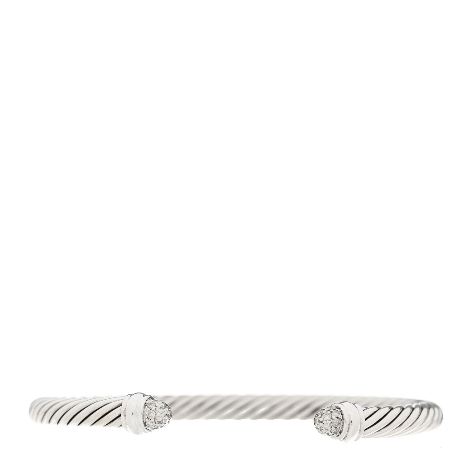 David Yurman Sterling Silver Pave Diamond 5mm Cable Classics Bracelet 1 of 4