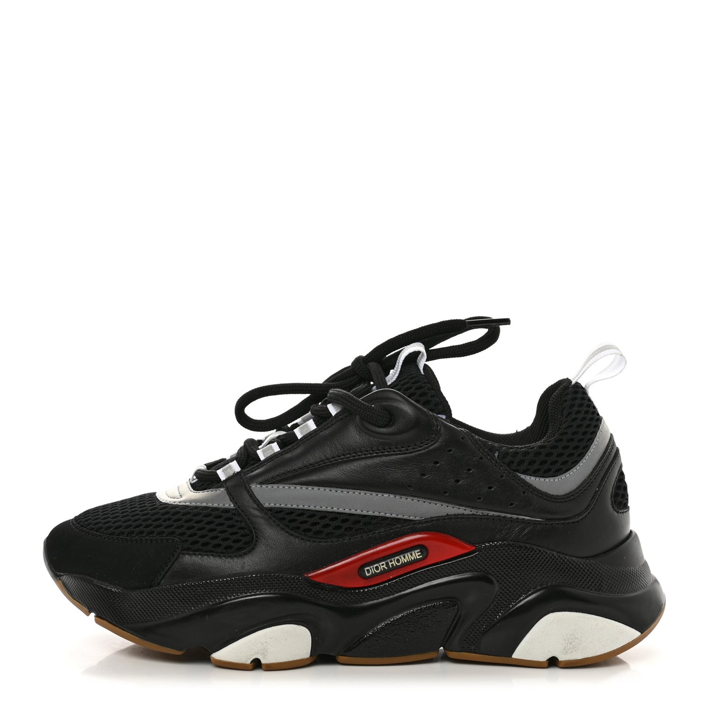 Technical Mesh Calfskin Mens B22 Sneakers 39 Black Red