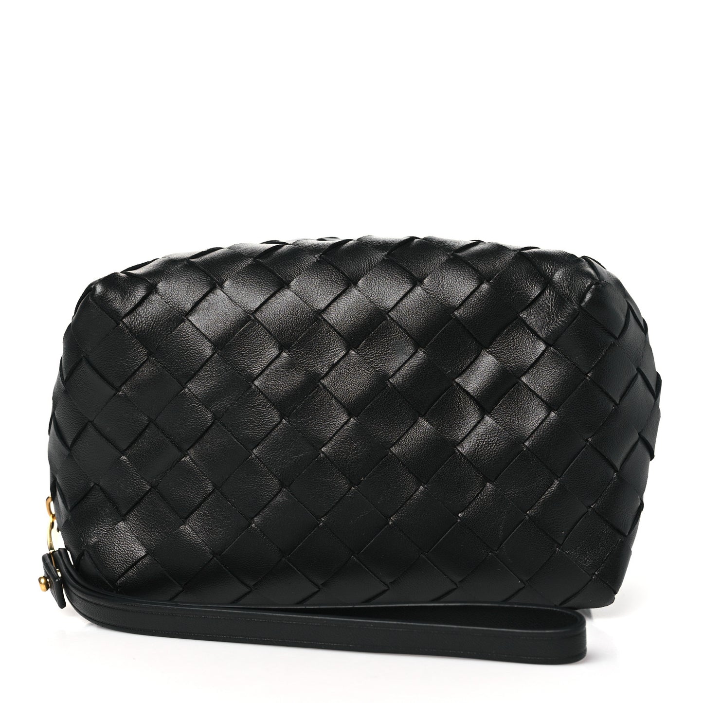 Nappa Intrecciato Zip Wristlet Clutch Black