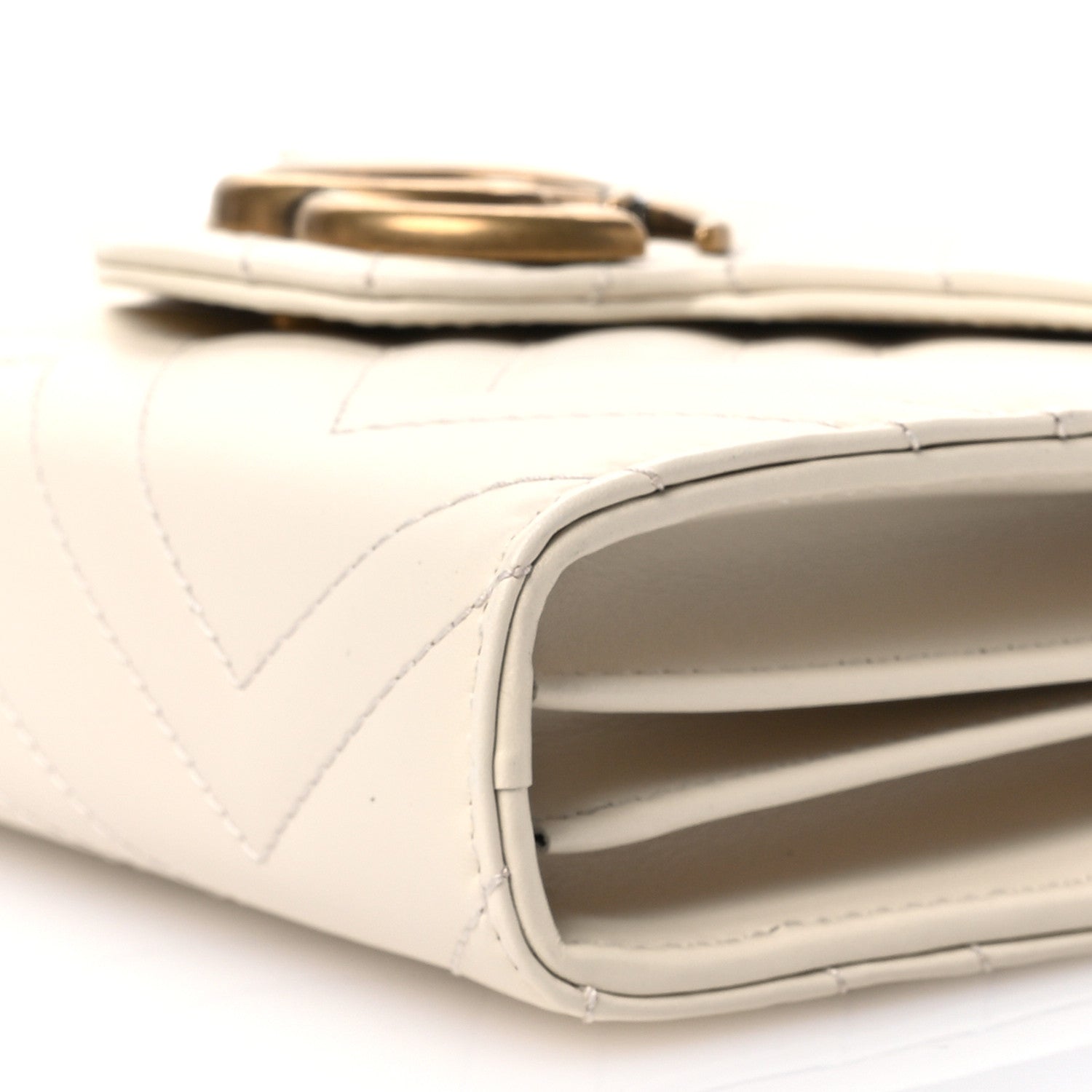 Gucci Calfskin Matelasse GG Marmont Chain Wallet Mystic White 11 of 12