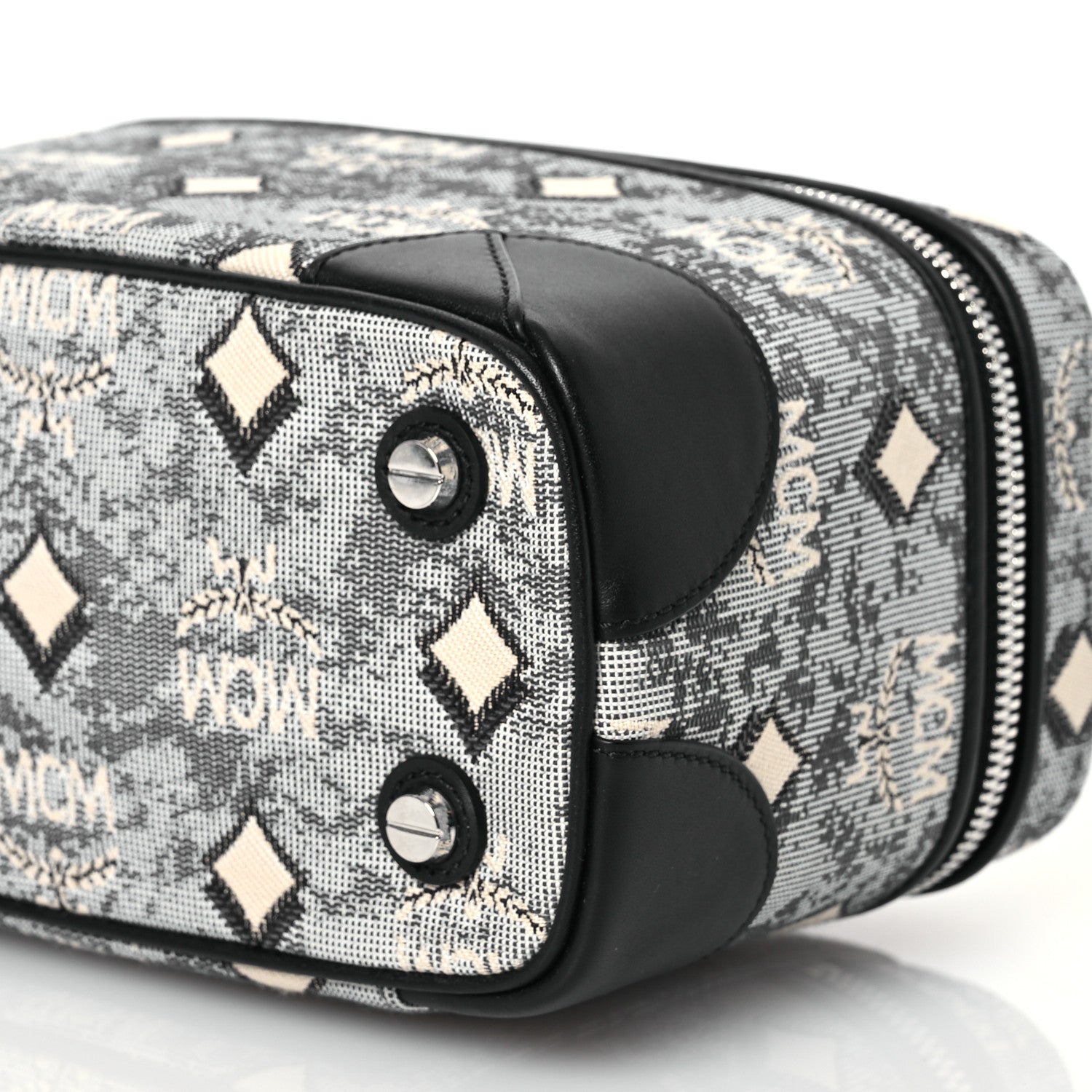 MCM Vintage Jacquard Monogram Rockstar Small Vanity Crossbody Bag Grey 9 of 9