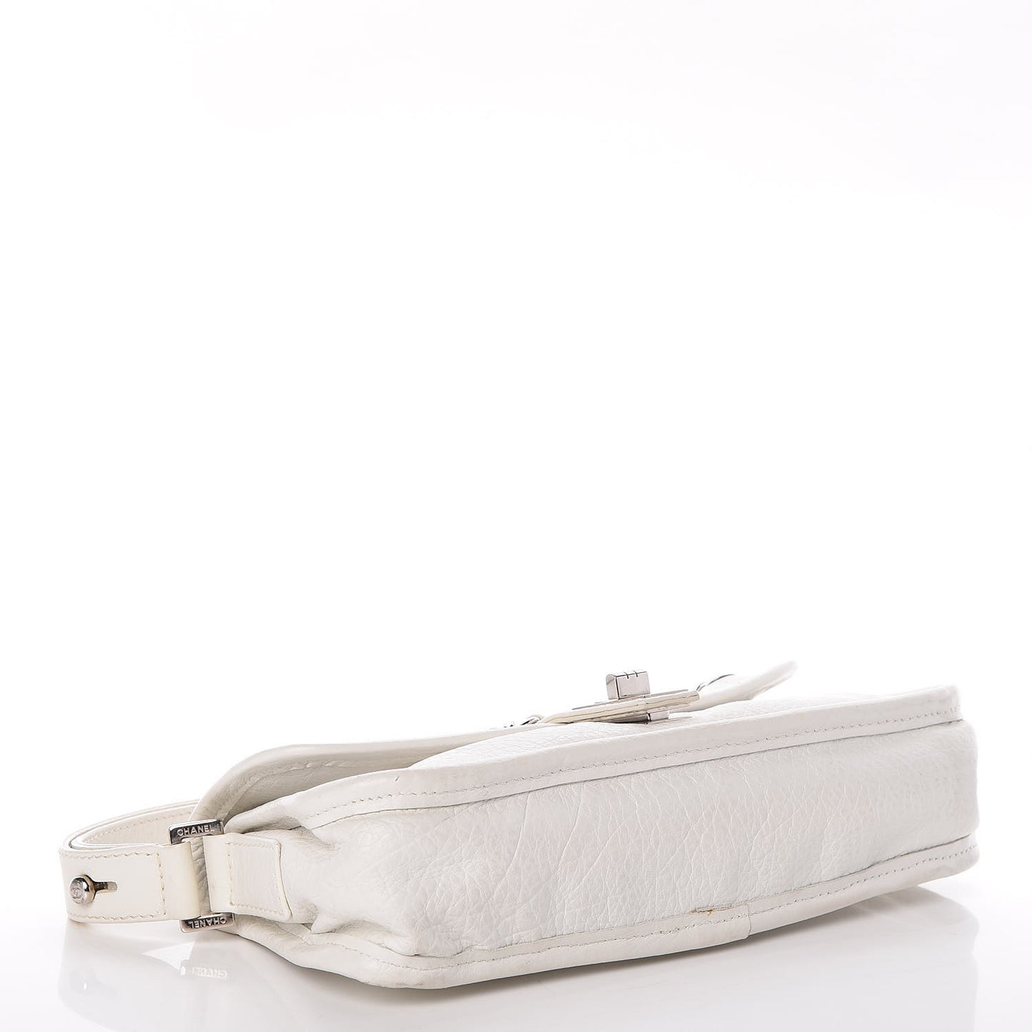 Calfskin Mademoiselle Flap Shoulder Bag White