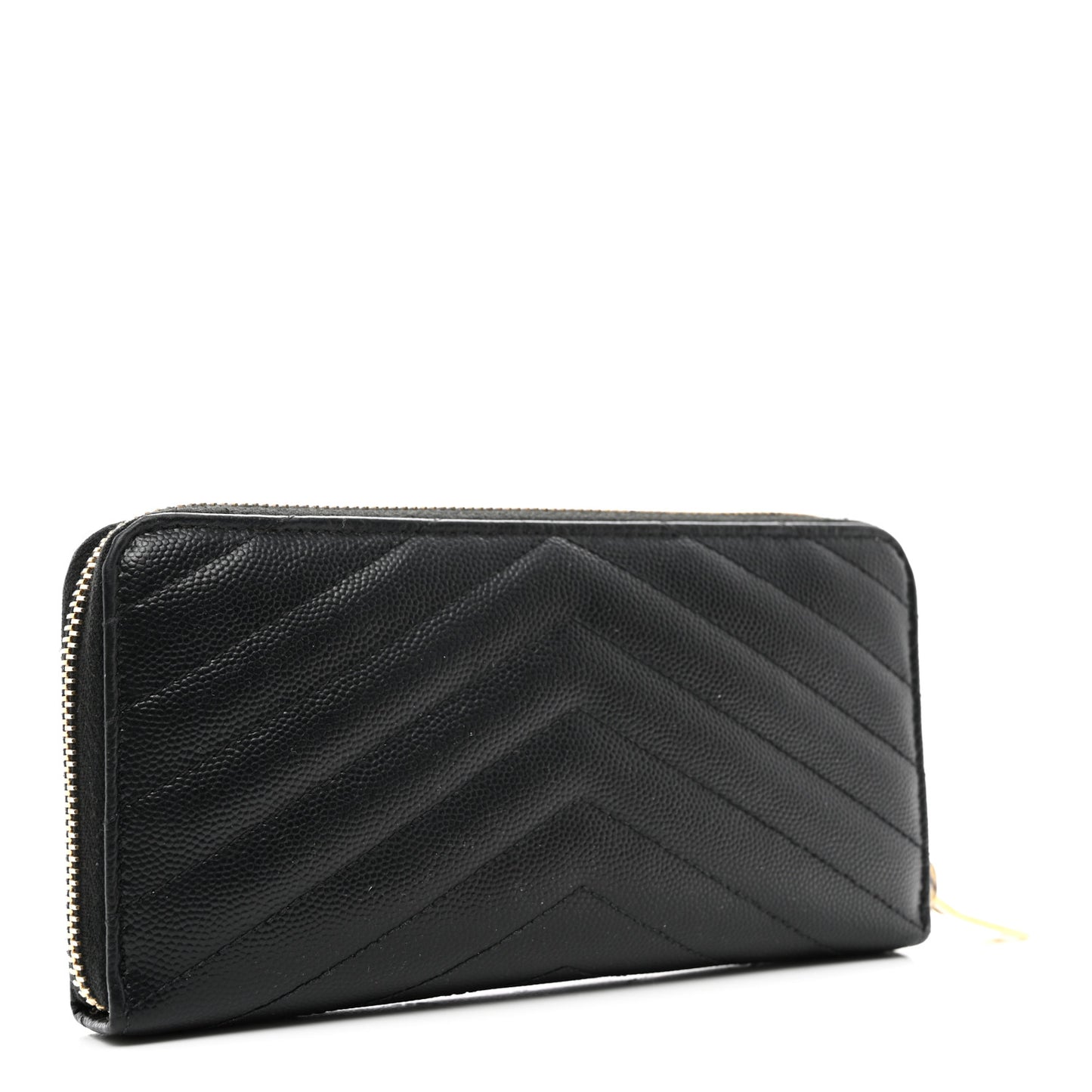 Grain De Poudre Matelasse Chevron Monogram Zip Around Wallet Black