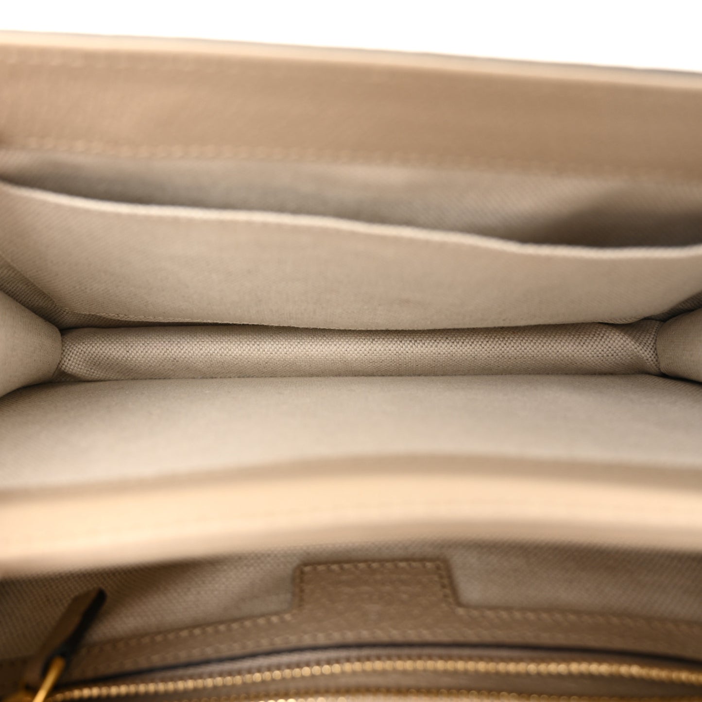 GG Supreme Monogram Textured Dollar Calfskin Web Small Ophidia Padlock Top Handle Bag Beige Mystic White Oatmeal