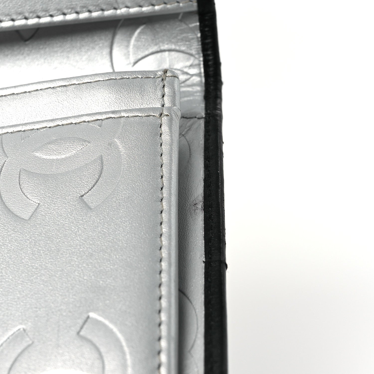Chanel Calfskin Quilted Cambon Yen Wallet Black Silver 8 of 11