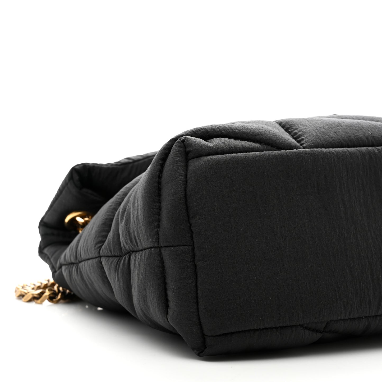 Nylon Quilted Small Loulou Puffer Monogram Chain Satchel Black