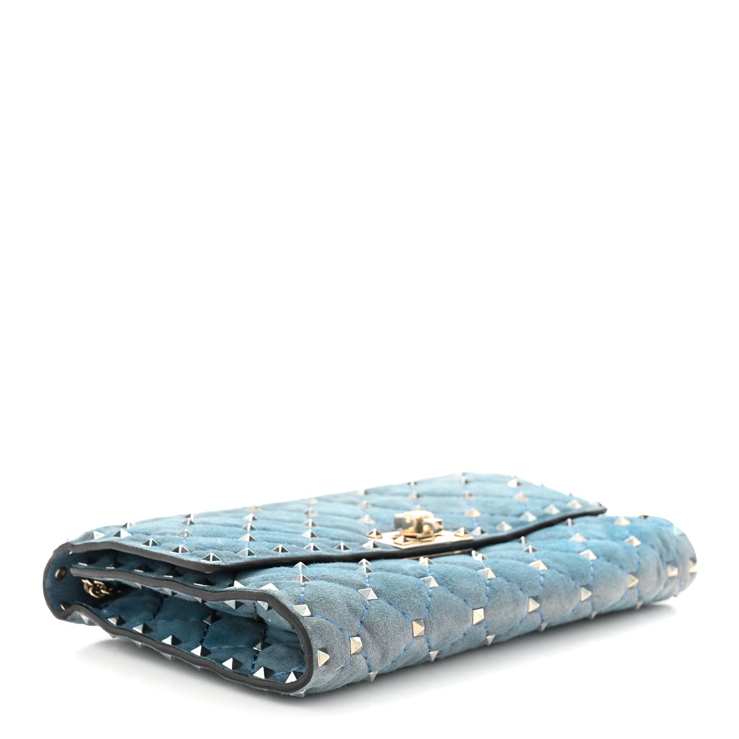 Suede Rockstud Spike Wallet on Chain Bright Blue