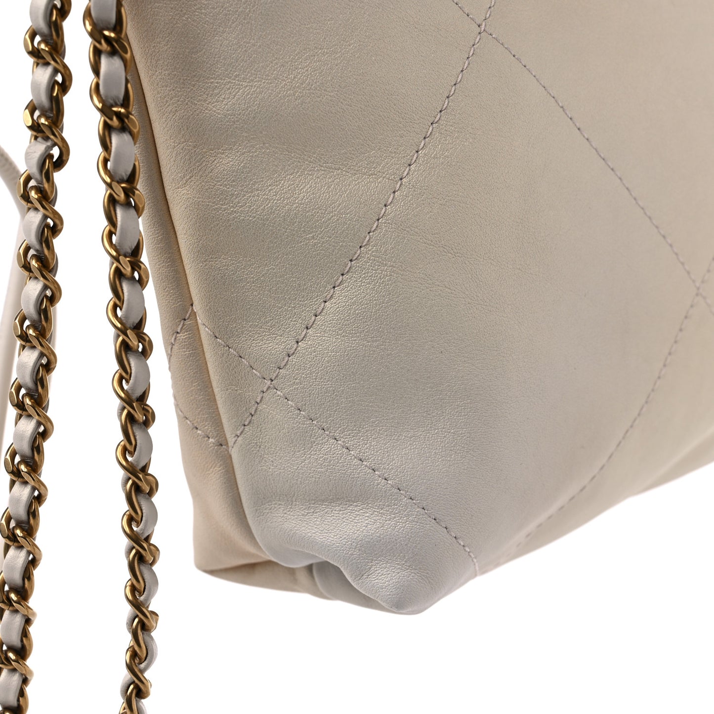 Pearly Shaded Calfskin Quilted Mini Chanel 22 Ecru Golden