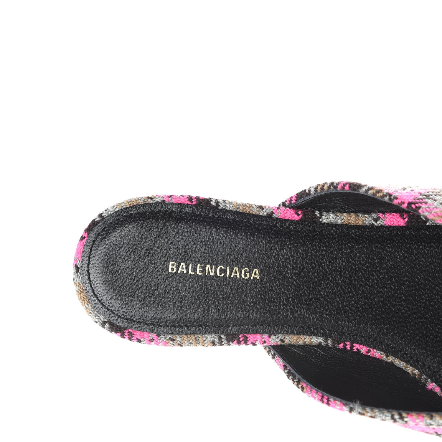 Balenciaga Wool Check Pointed Toe Flat Mules 35 Grey Pink 8 of 10