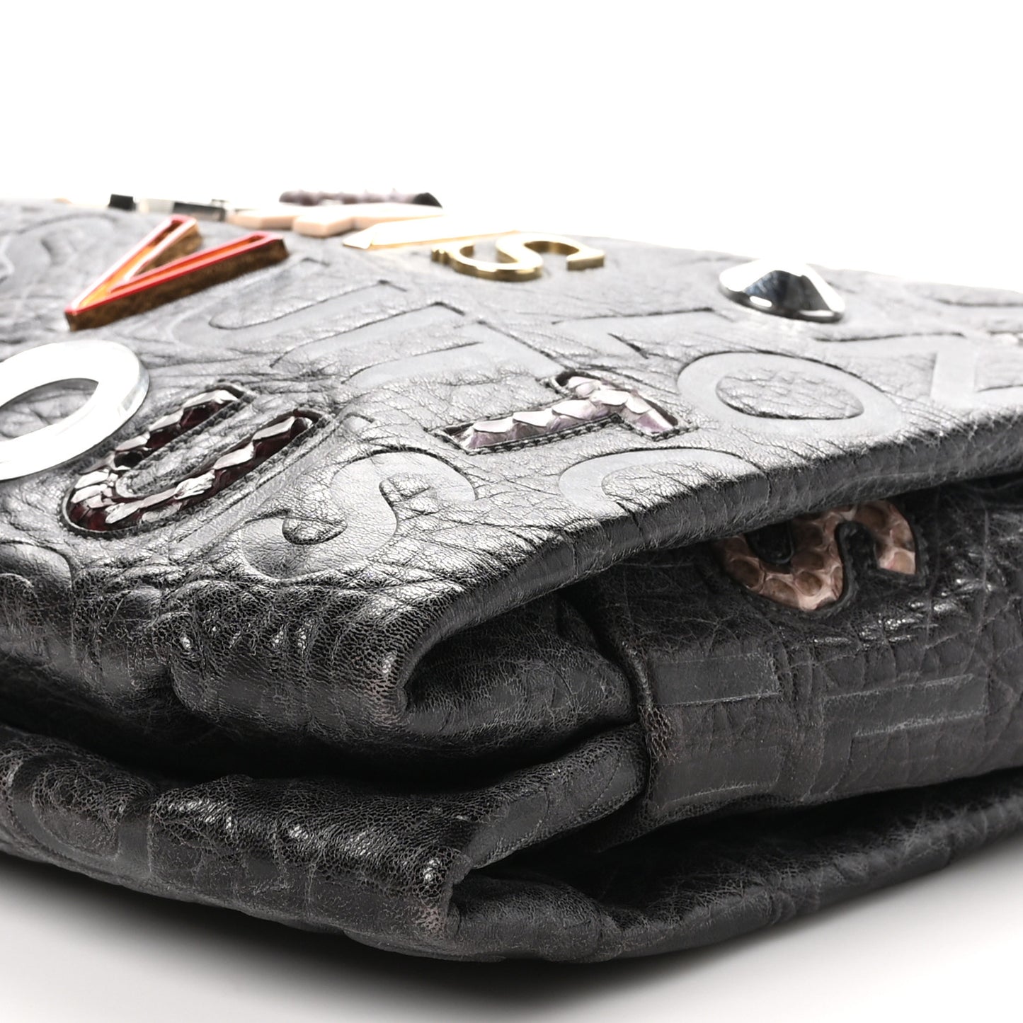 Snakeskin Lambskin Monogram Collage Lutece Grey
