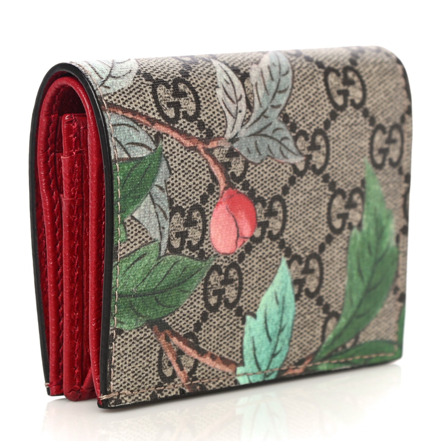 GG Supreme Monogram Tian Card Case Beige Multicolor Red