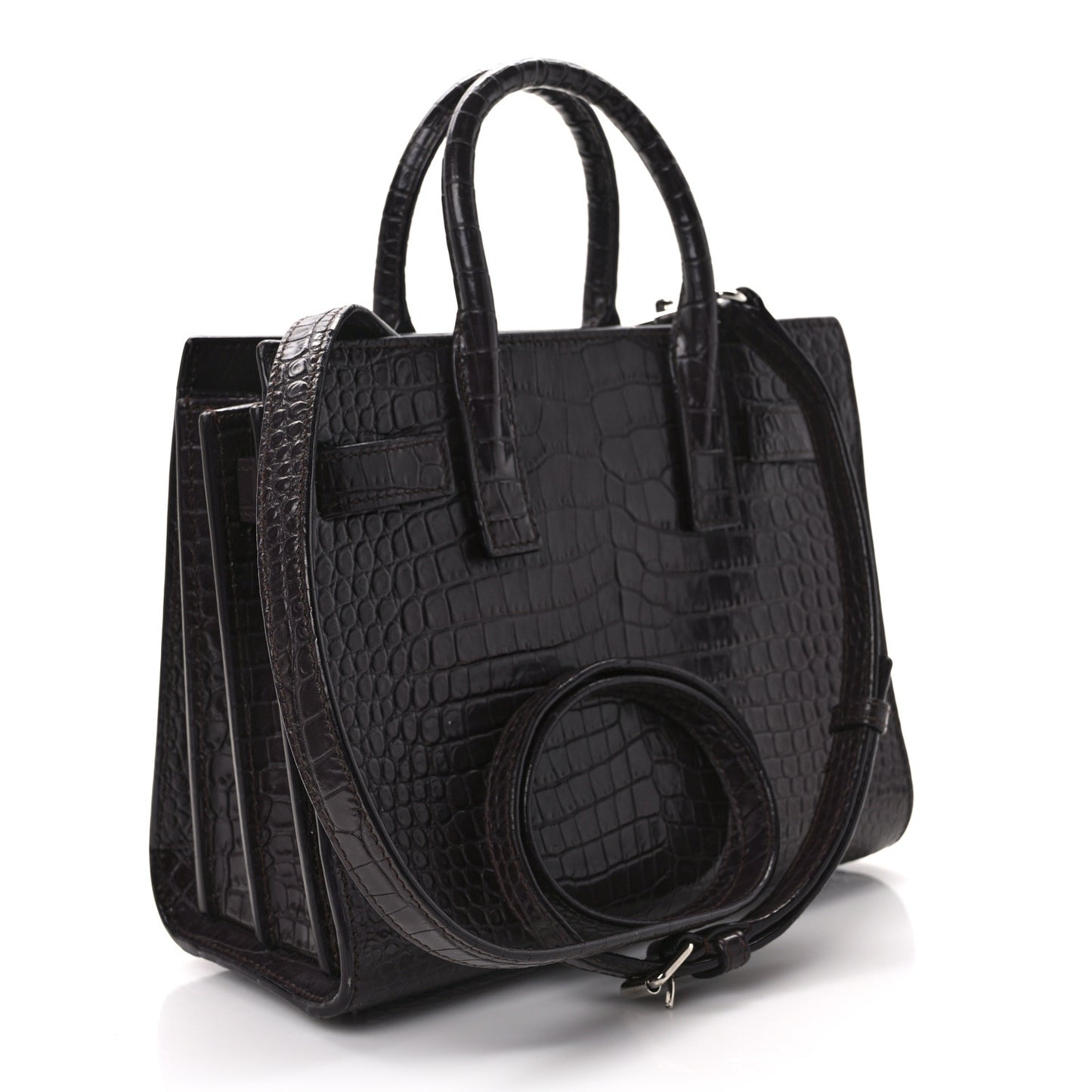 Calfskin Crocodile Embossed Nano Sac De Jour Bordeaux
