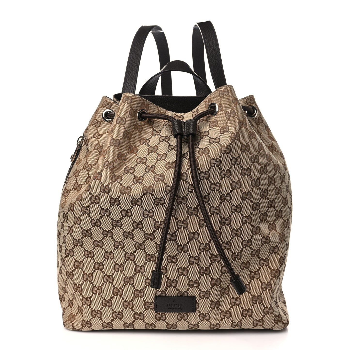 Monogram Dollar Calfskin O Drawstring Backpack Beige Ebony Testa di Moro Dark Chocolate