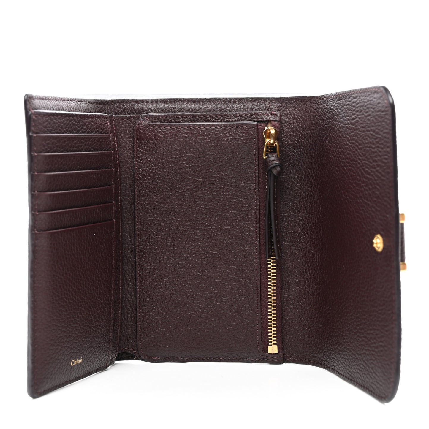 Grained Calfskin Marcie Medium Compact Wallet Oxblood