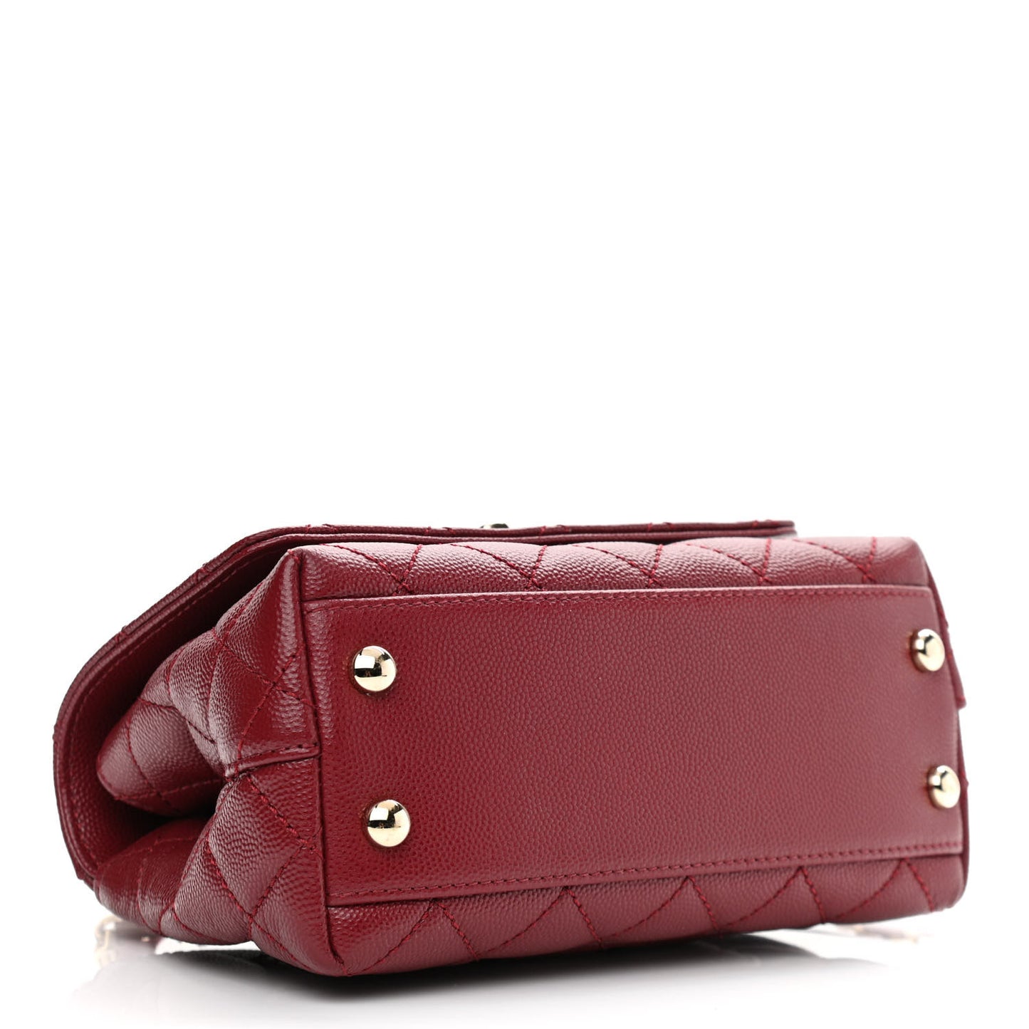 Caviar Quilted Lizard Embossed Extra Mini Coco Handle Flap Burgundy