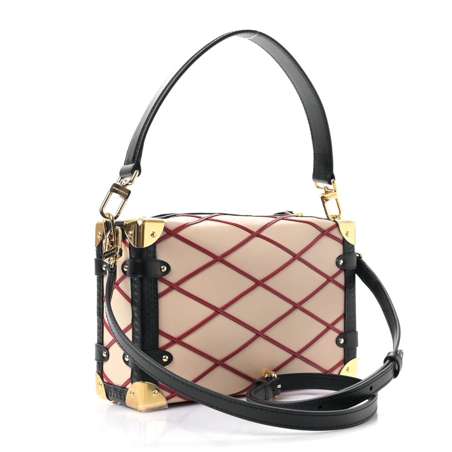 Louis Vuitton Lambskin Malletage Side Trunk MM Beige Red 3 of 8