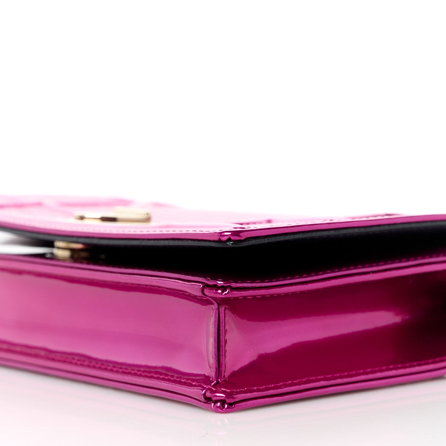 Patent Micro-Cannage Diorama Wallet on Chain Pouch Fuchsia